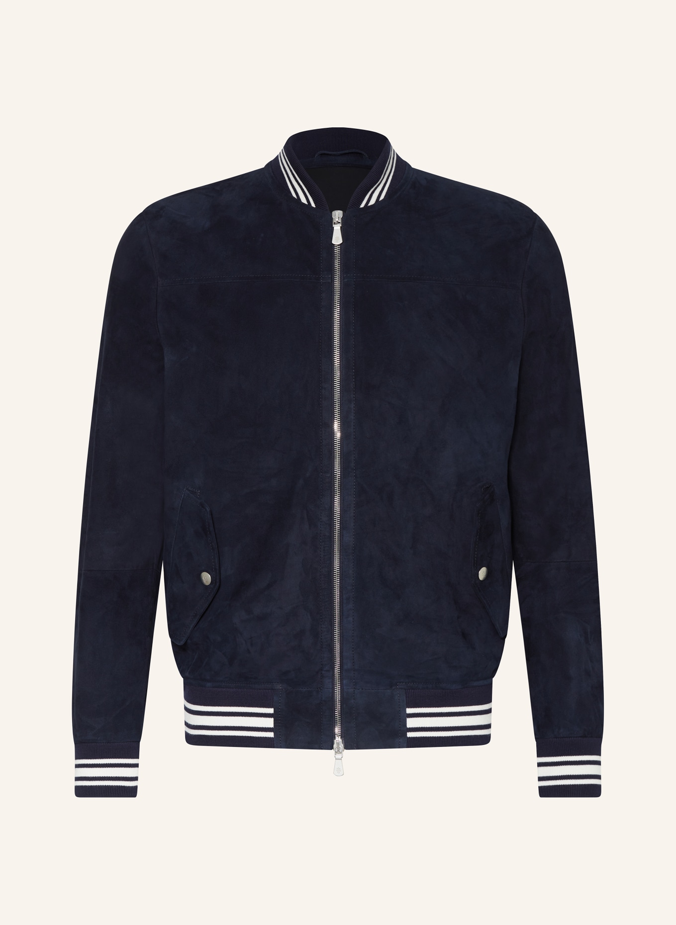 eleventy Leather jacket, Color: DARK BLUE (Image 1)