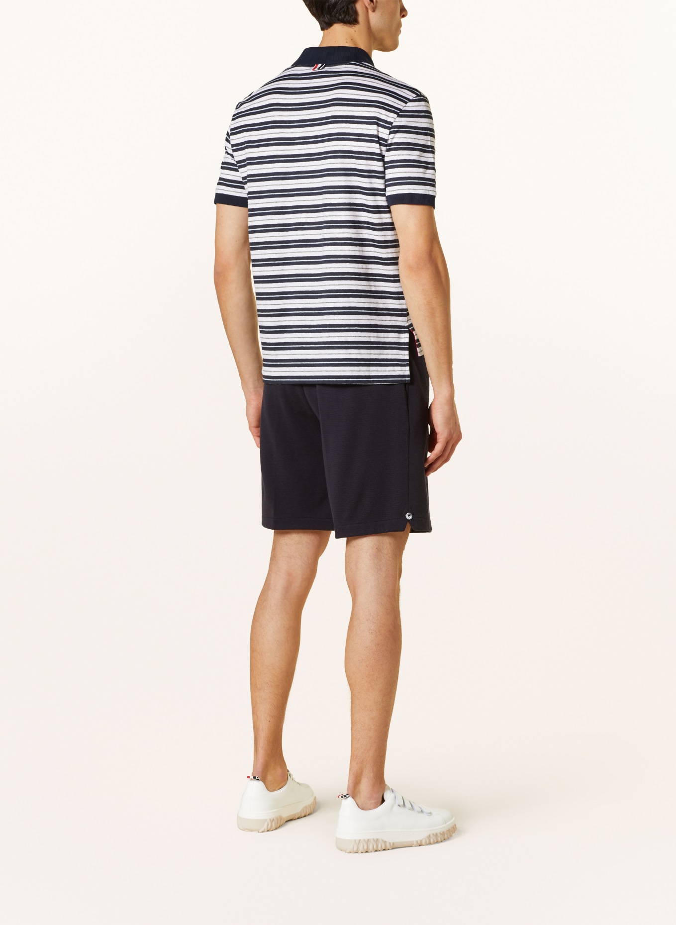 THOM BROWNE. Knit polo shirt made of linen, Color: DARK BLUE/ WHITE (Image 3)