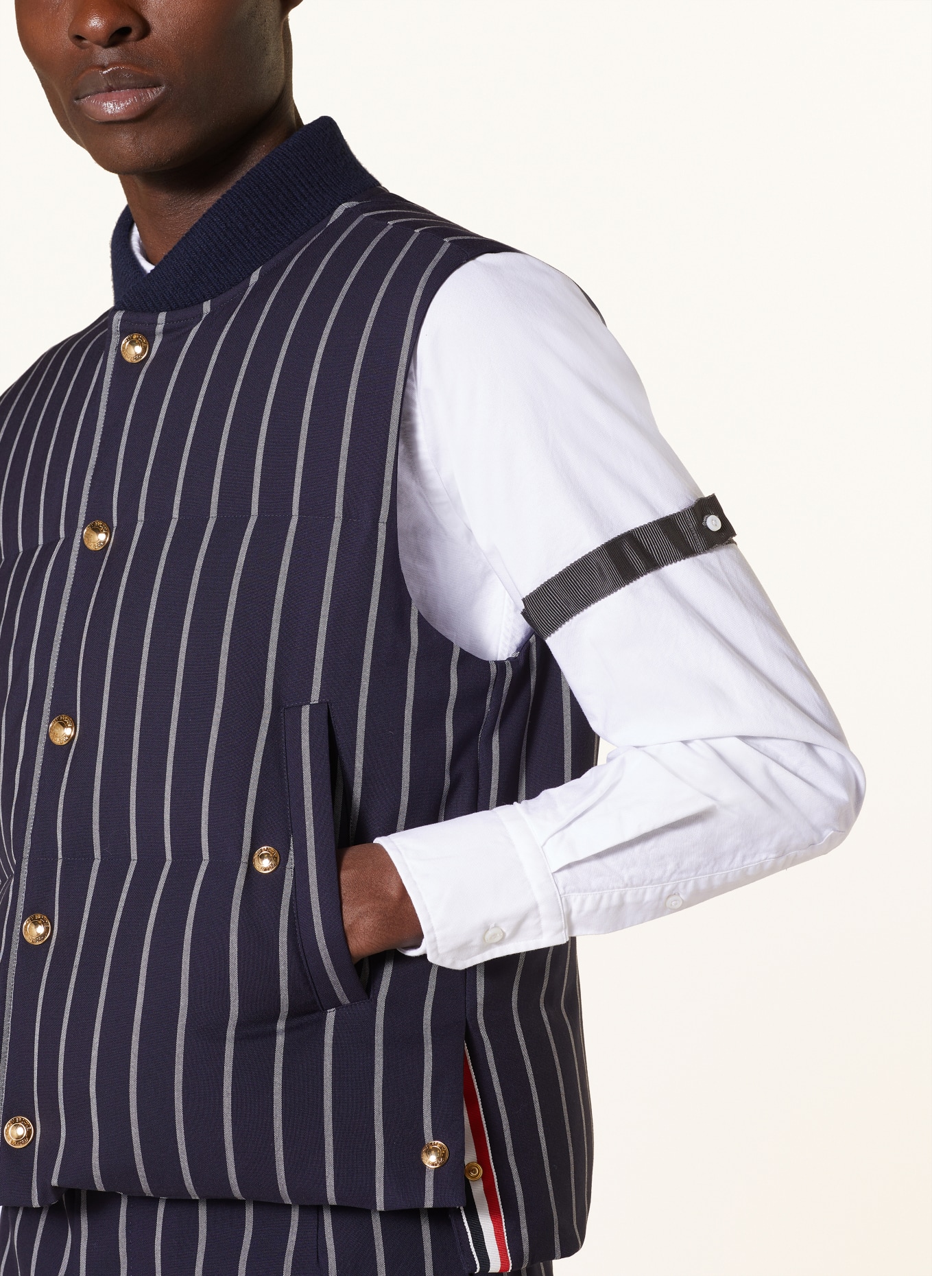 Thom Browne Navy 4-bar Reversible Vest in Black for Men | Lyst