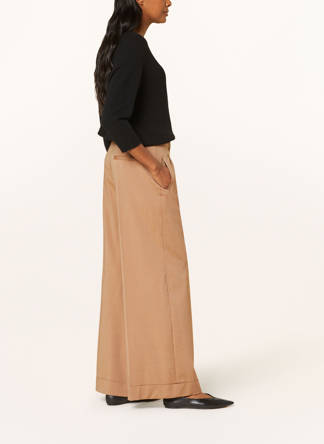 windsor. Wide leg trousers, Color: BROWN (Image 4)