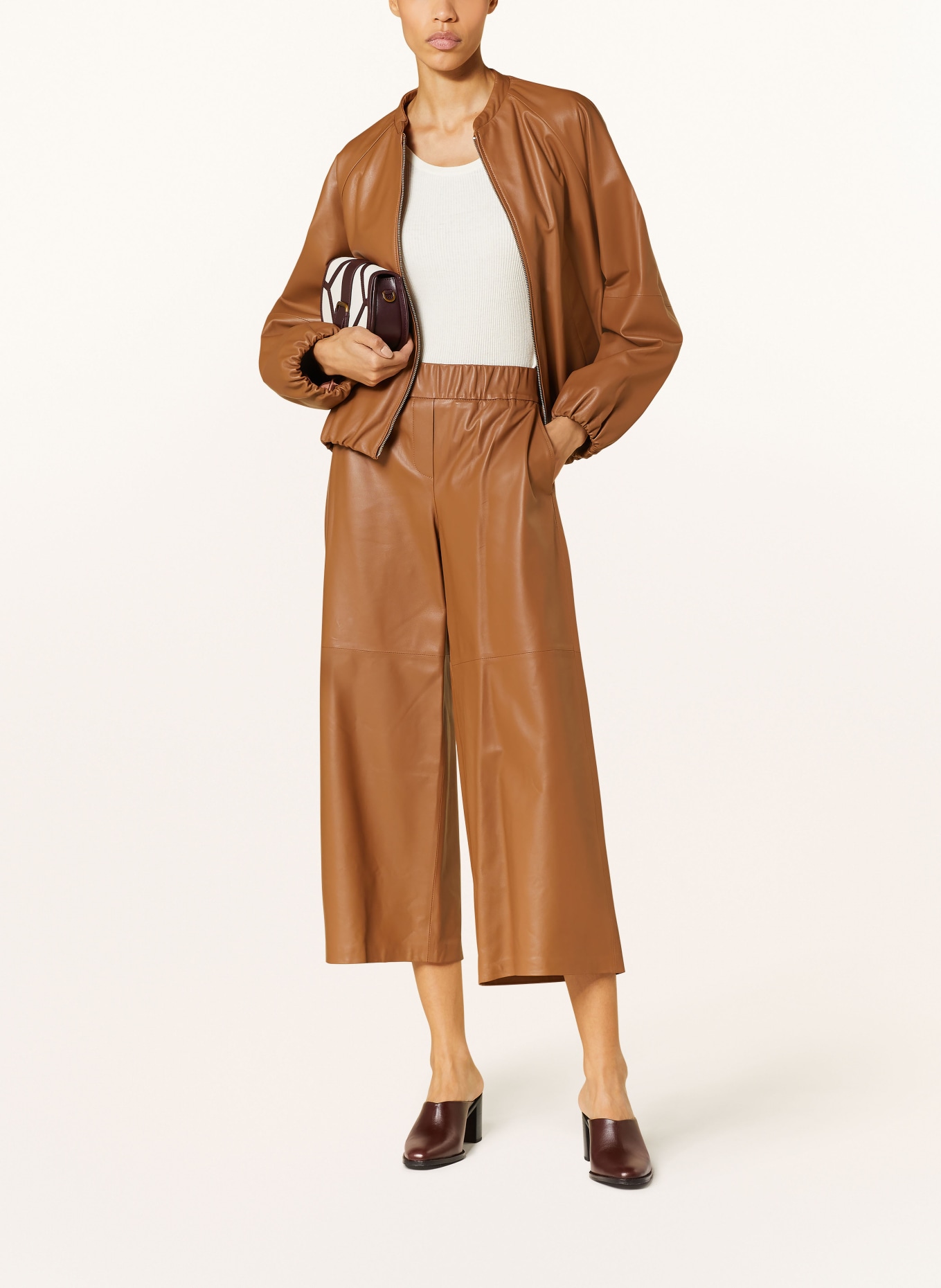 windsor. Leather culottes, Color: BROWN (Image 2)