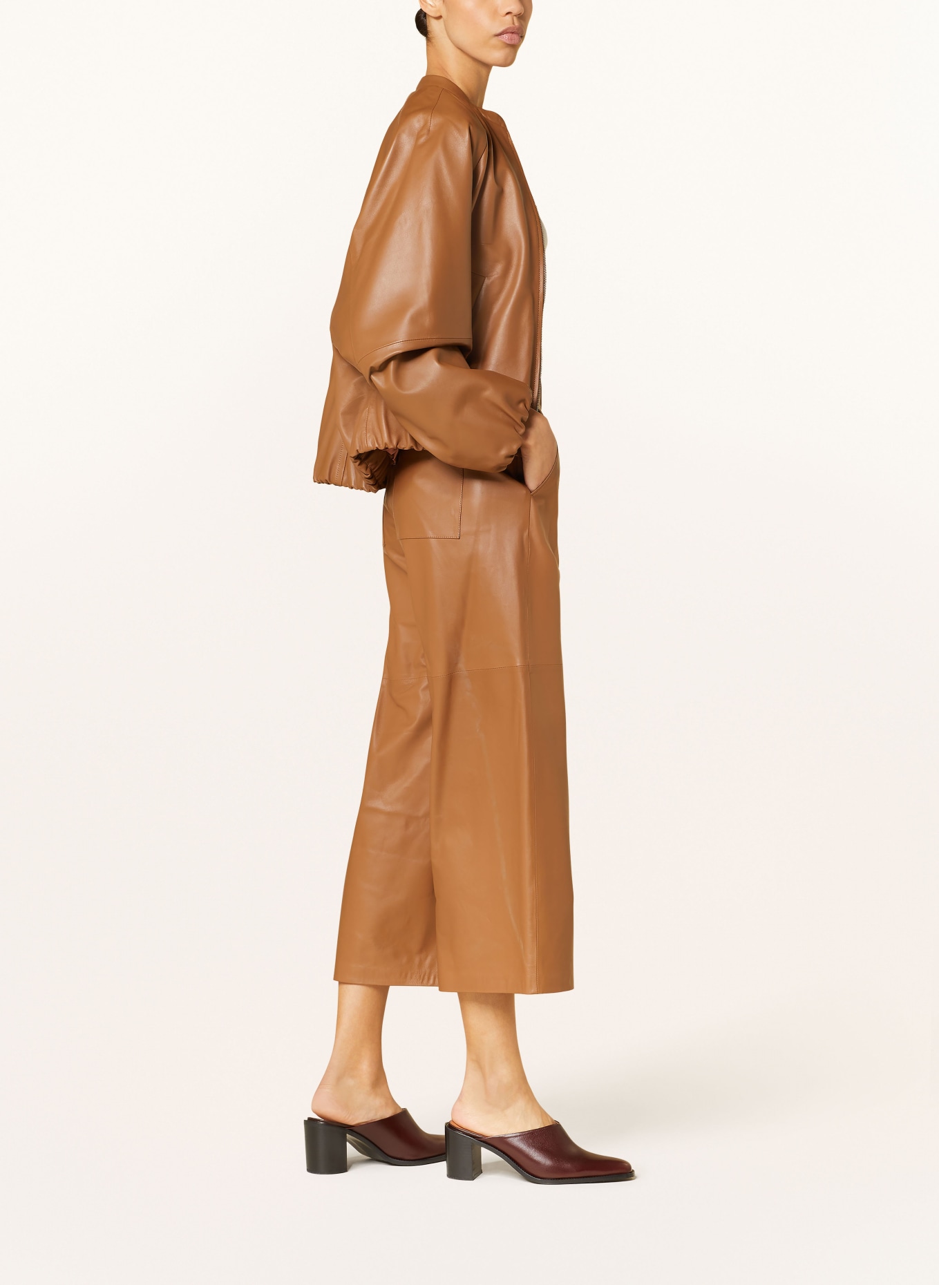 windsor. Leather culottes, Color: BROWN (Image 4)