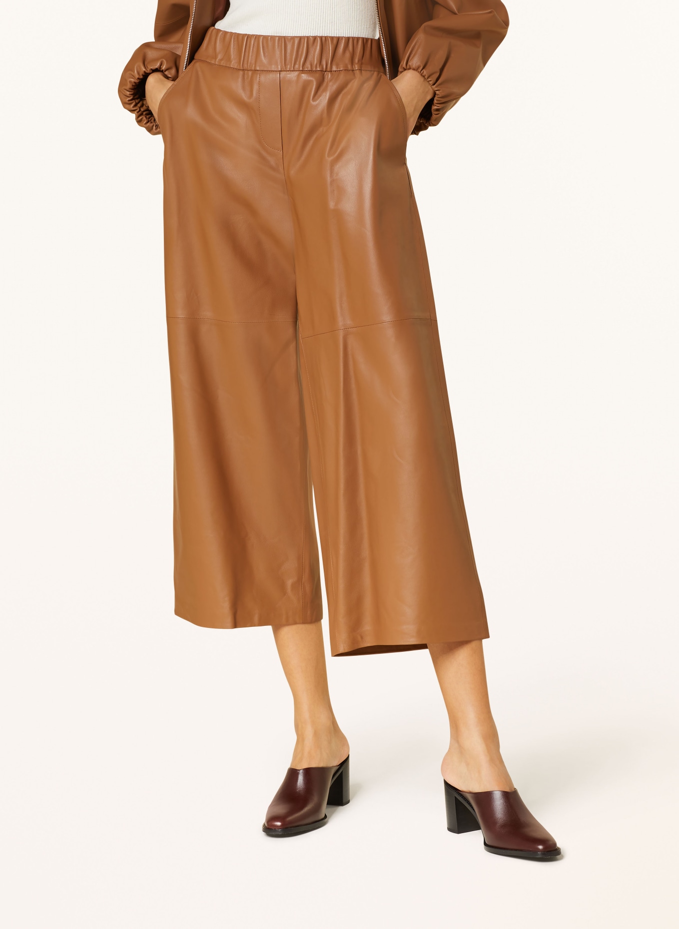 windsor. Leather culottes, Color: BROWN (Image 5)