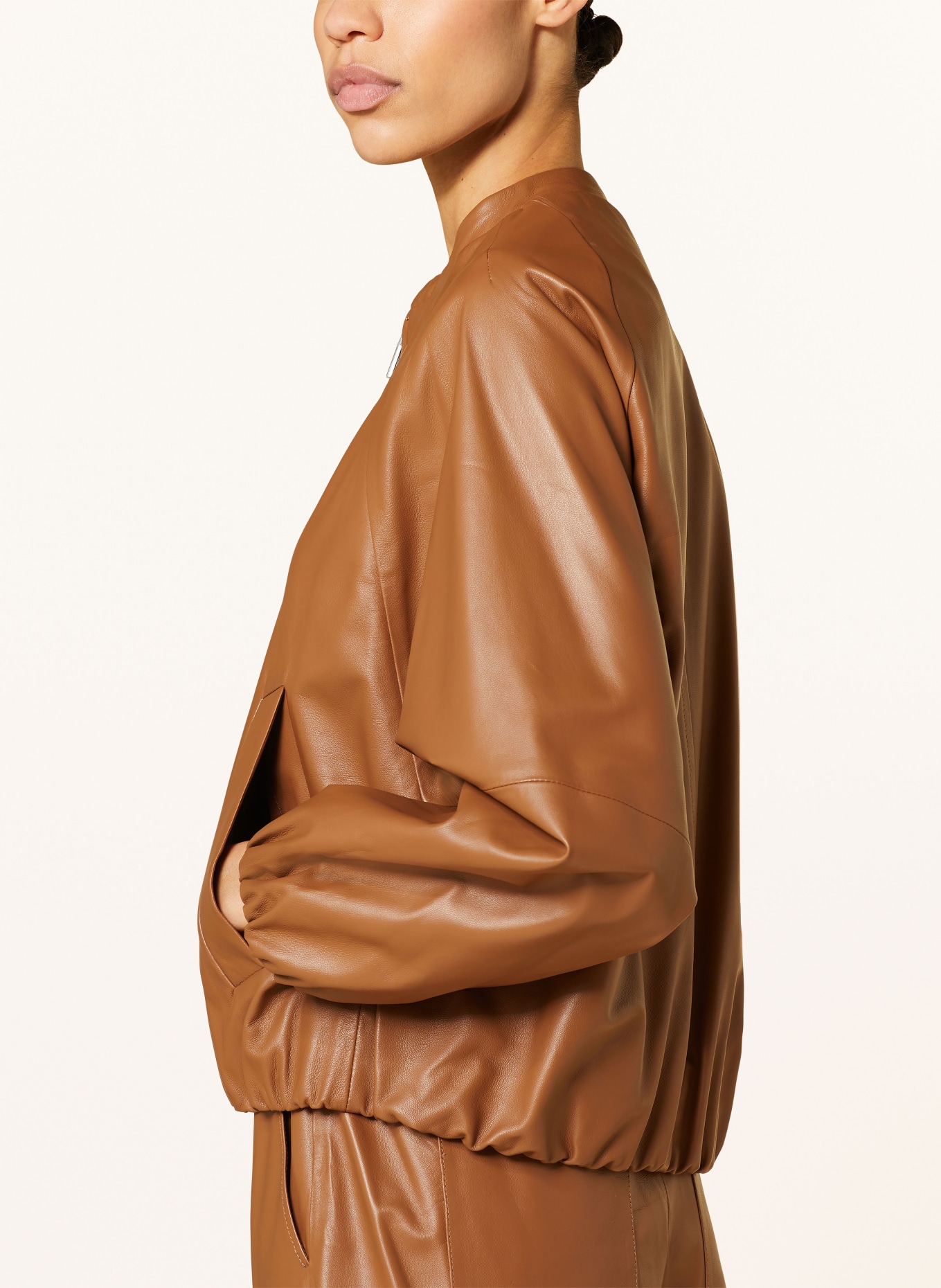 windsor. Leather bomber jacket, Color: BROWN (Image 4)