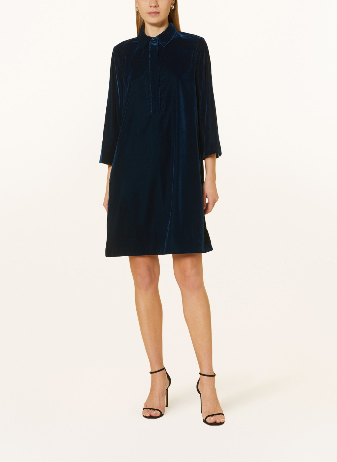 HOBBS Velvet dress MARCIELLA with 3/4 sleeves, Color: DARK BLUE (Image 2)