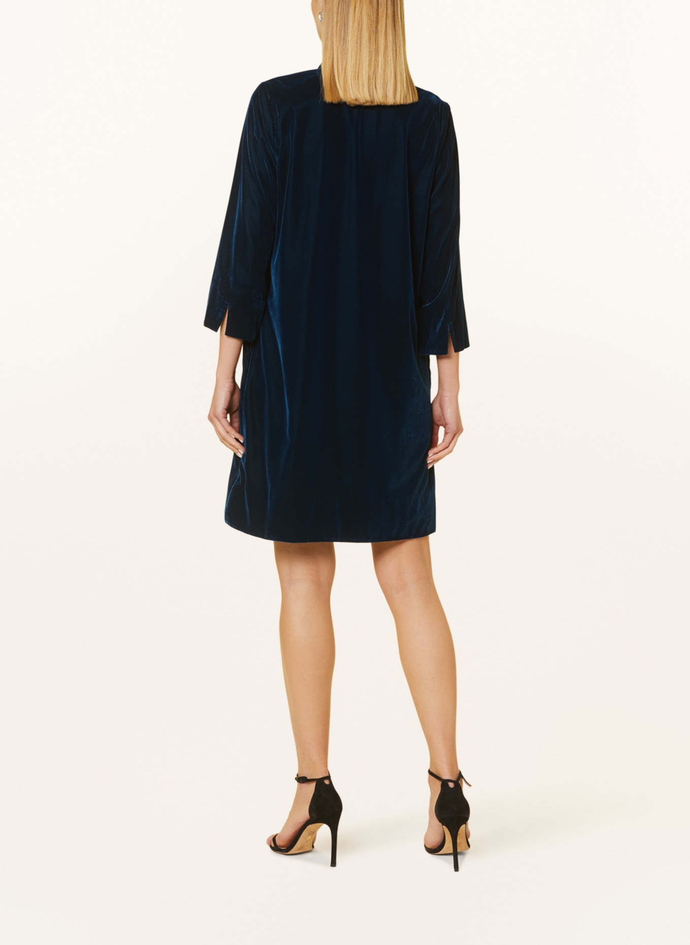 HOBBS Velvet dress MARCIELLA with 3/4 sleeves, Color: DARK BLUE (Image 3)