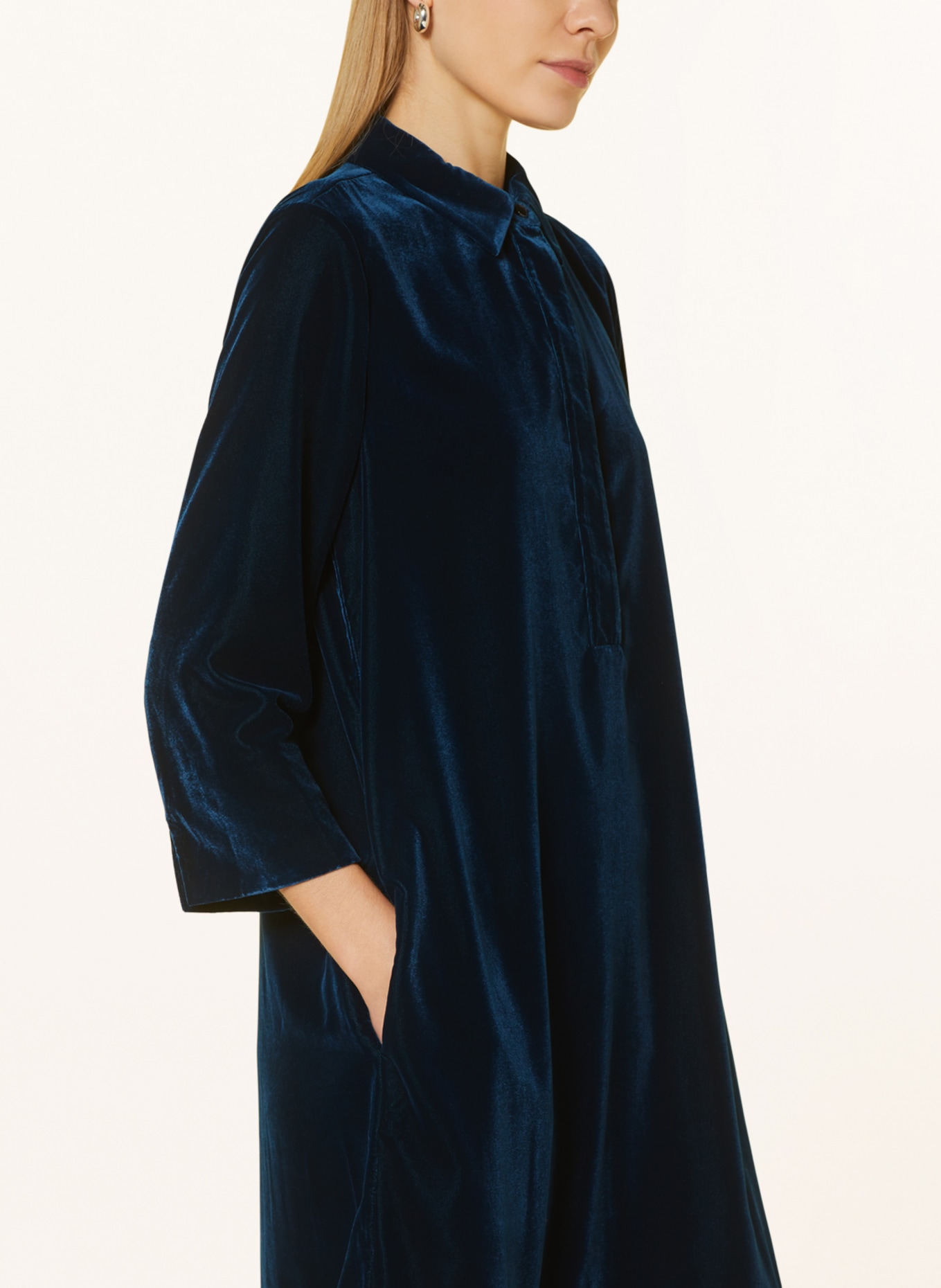 HOBBS Velvet dress MARCIELLA with 3/4 sleeves, Color: DARK BLUE (Image 4)