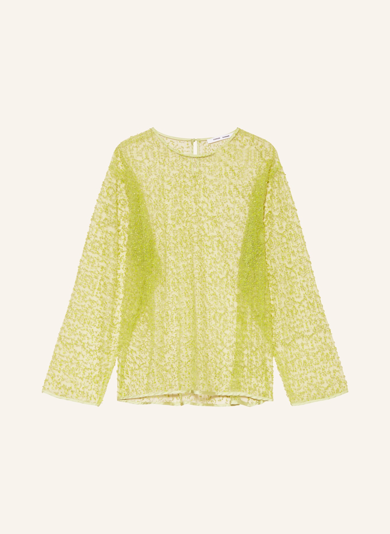 SAMSØE  SAMSØE Shirt blouse SAMALLY in mesh with decorative beads and sequins, Color: LIGHT GREEN (Image 1)