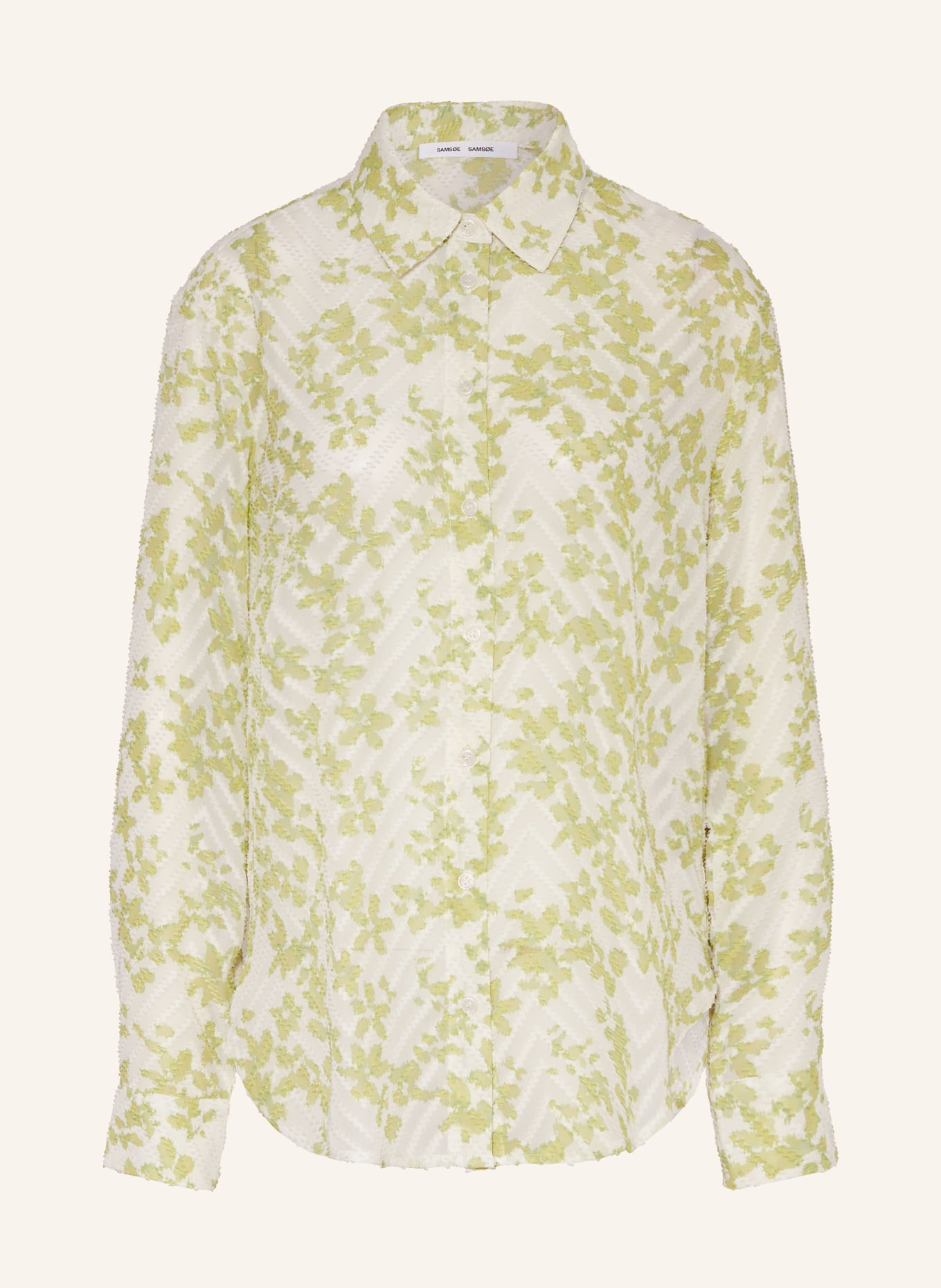 SAMSØE  SAMSØE Shirt blouse SAMADISONI, Color: WHITE/ LIGHT GREEN (Image 1)