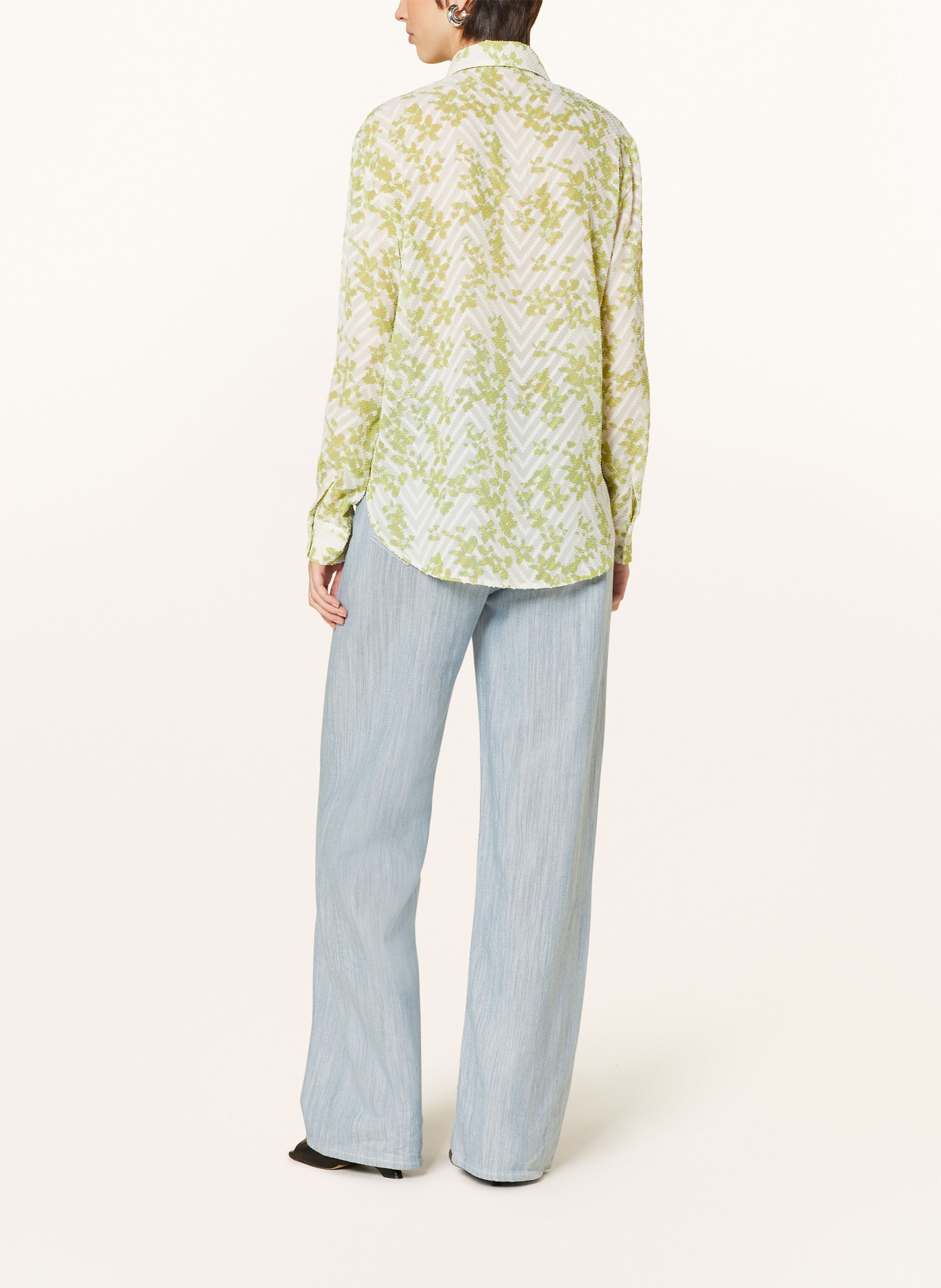 SAMSØE  SAMSØE Shirt blouse SAMADISONI, Color: WHITE/ LIGHT GREEN (Image 3)