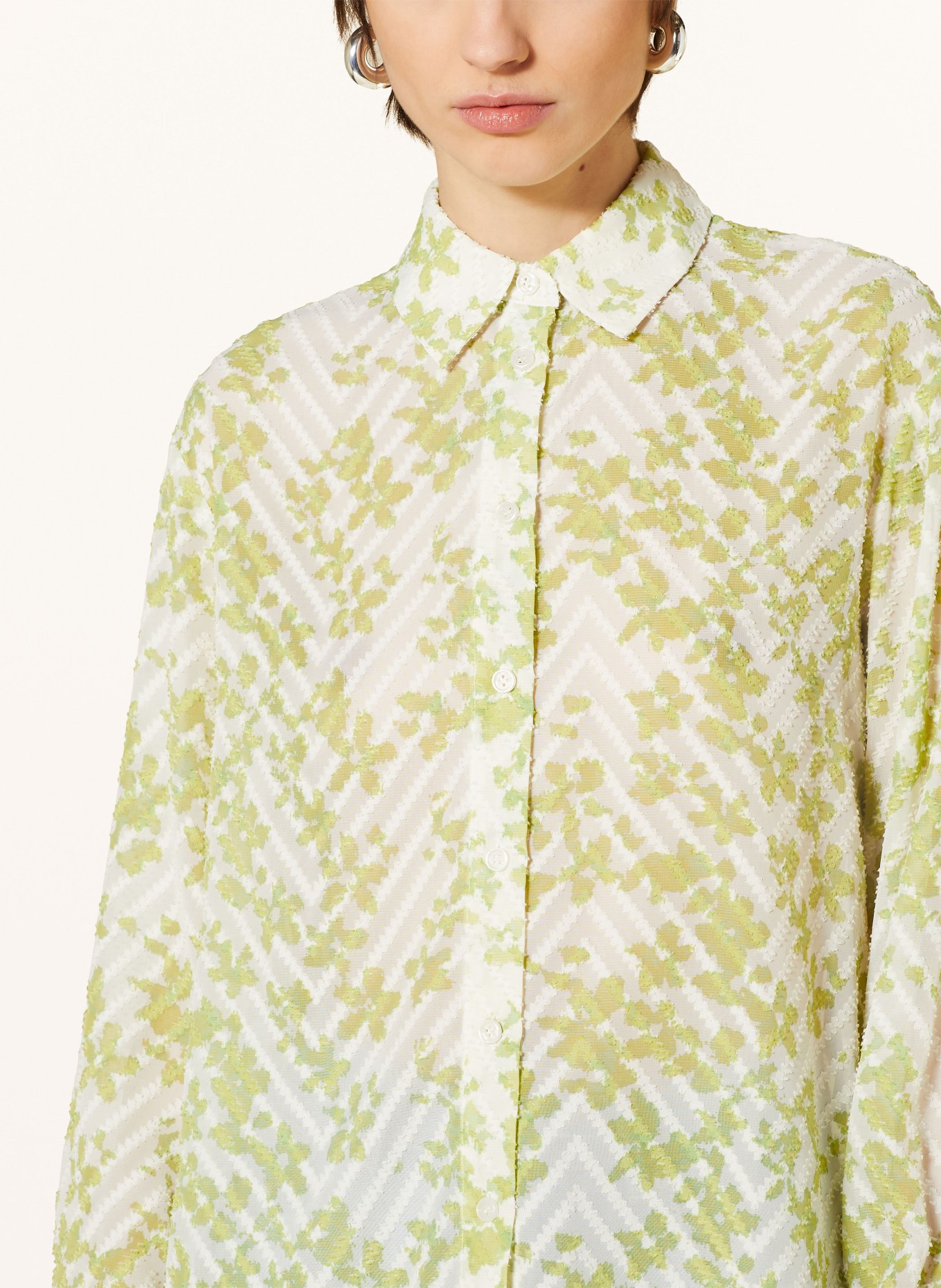 SAMSØE  SAMSØE Shirt blouse SAMADISONI, Color: WHITE/ LIGHT GREEN (Image 4)
