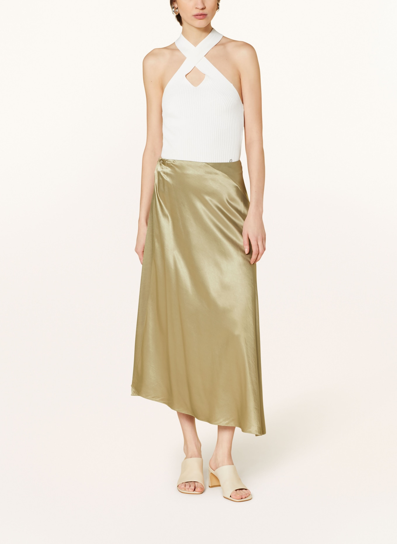 SAMSØE  SAMSØE Wrap skirt VIKTORIA in satin, Color: OLIVE (Image 2)