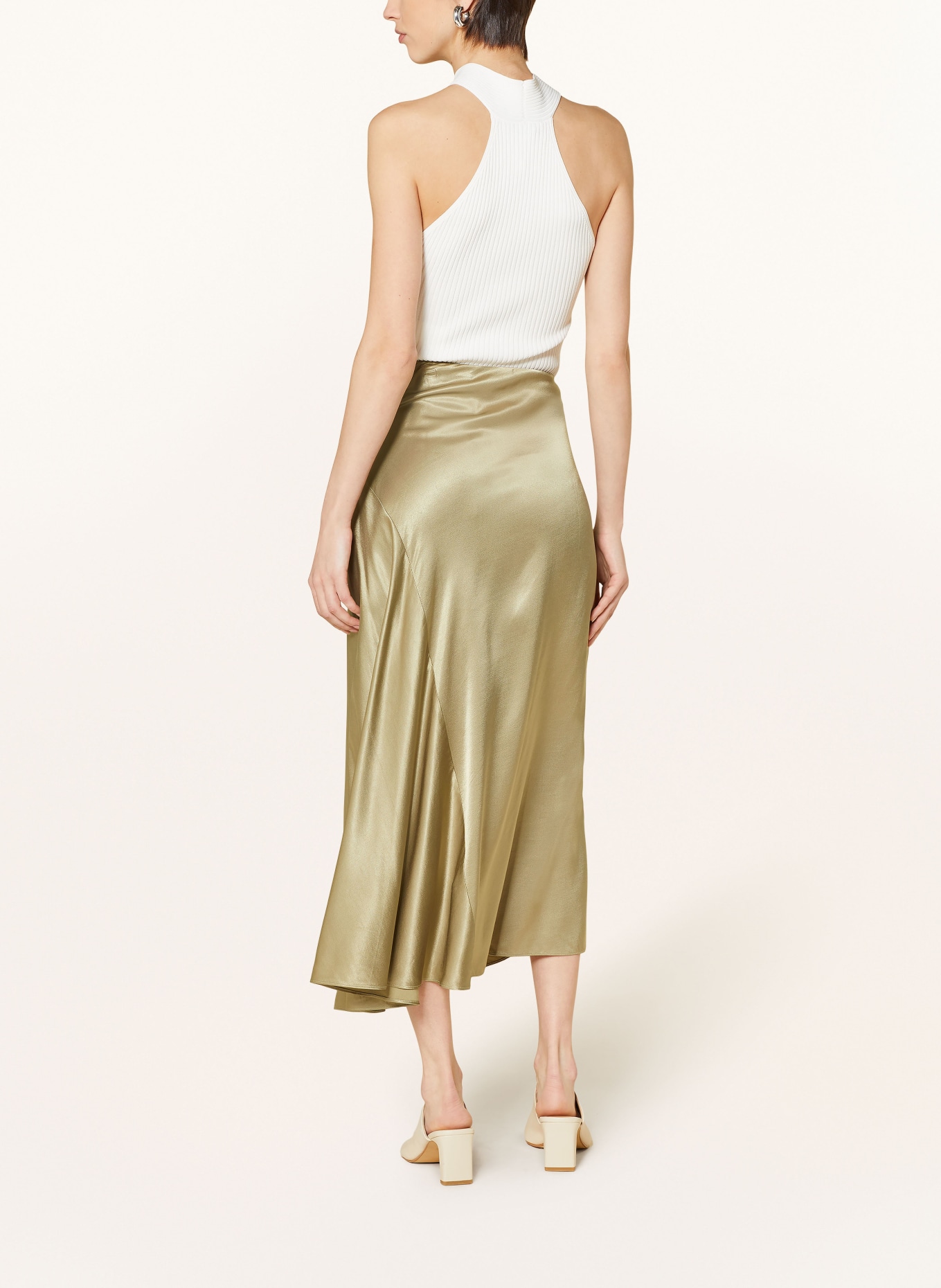 SAMSØE  SAMSØE Wrap skirt VIKTORIA in satin, Color: OLIVE (Image 3)