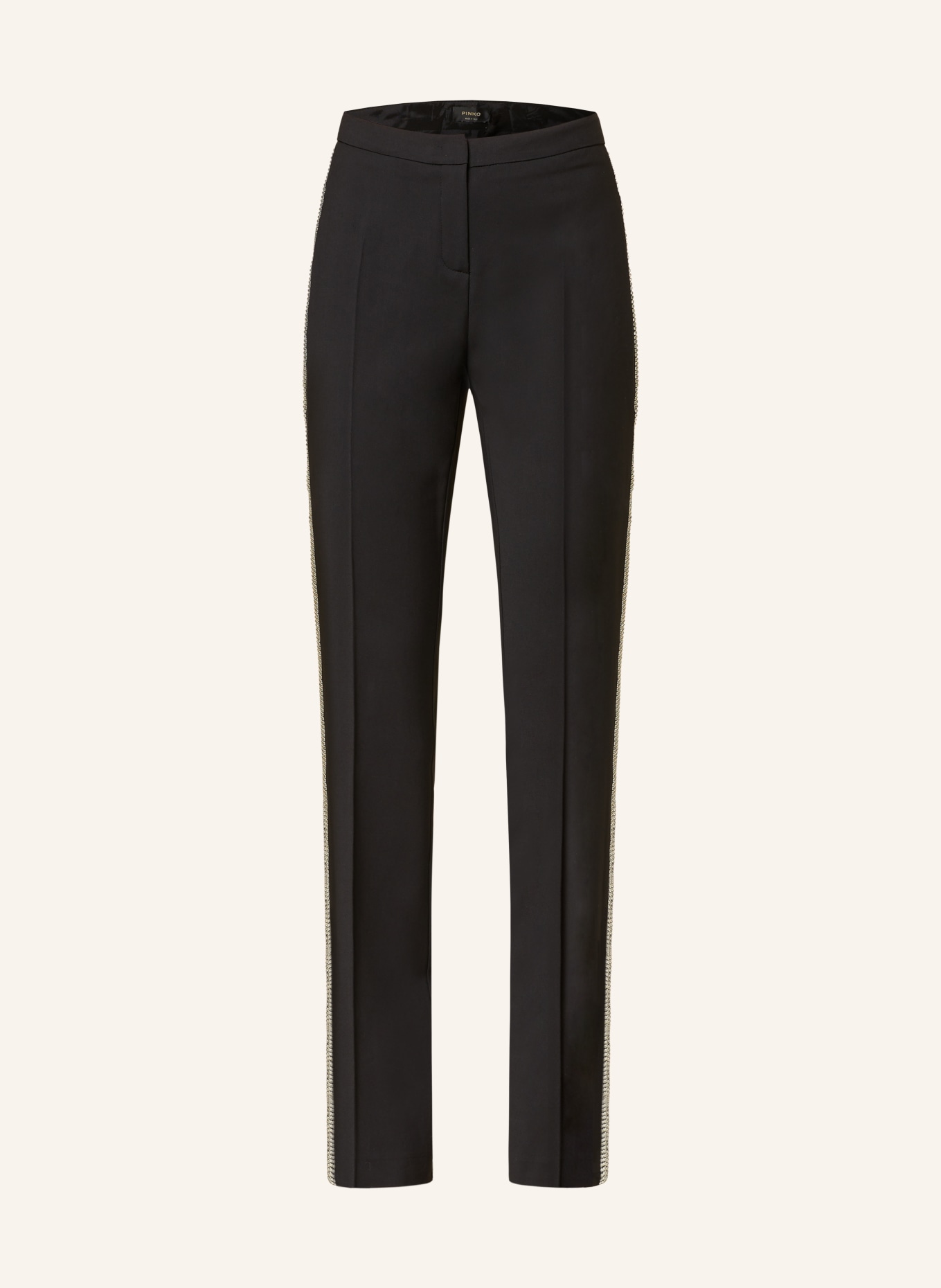 PINKO Trousers GABARDINA with decorative gems, Color: BLACK/ SILVER (Image 1)