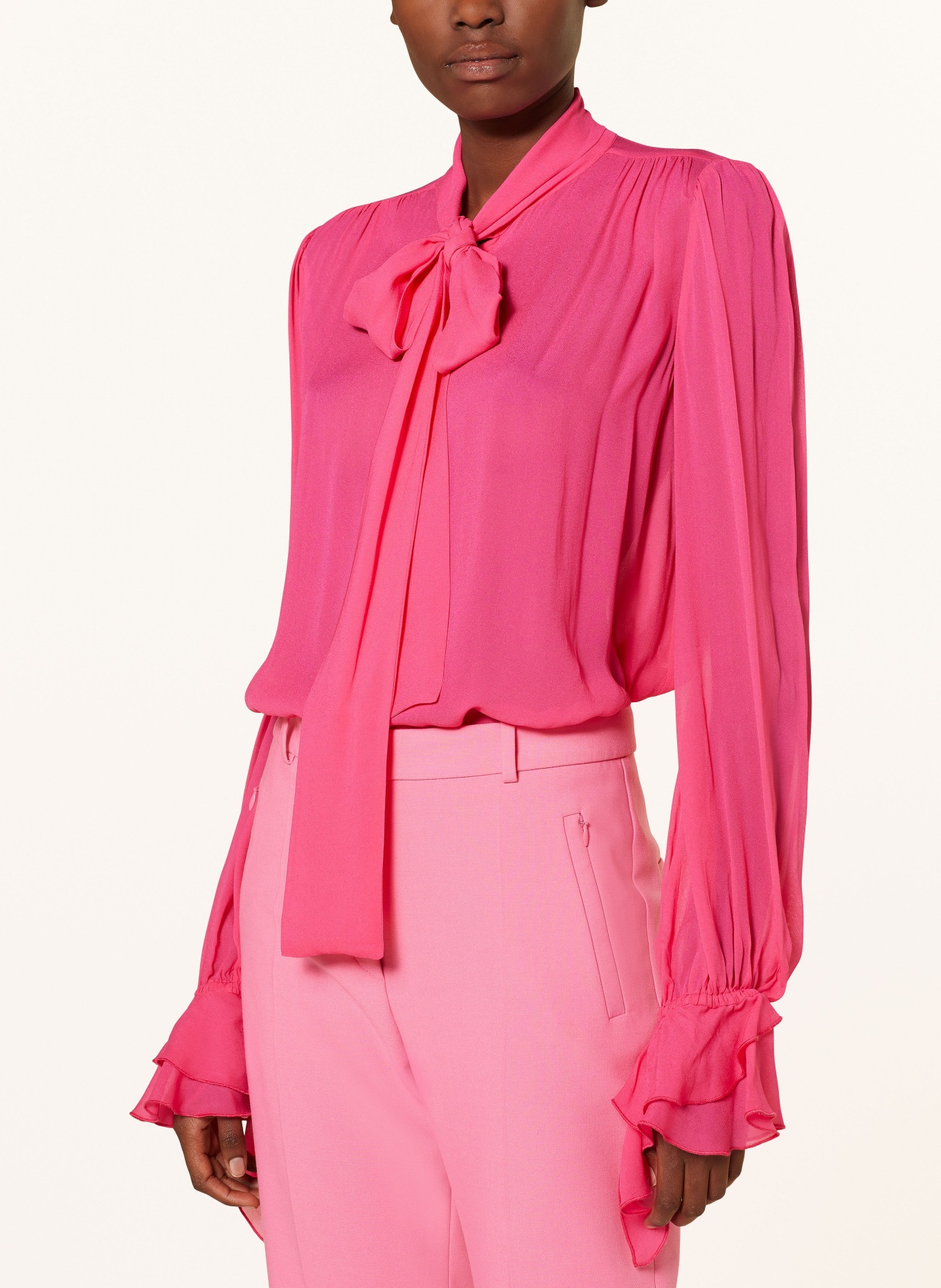 PINKO Bow-tie blouse SCOZIA with frills, Color: PINK (Image 4)