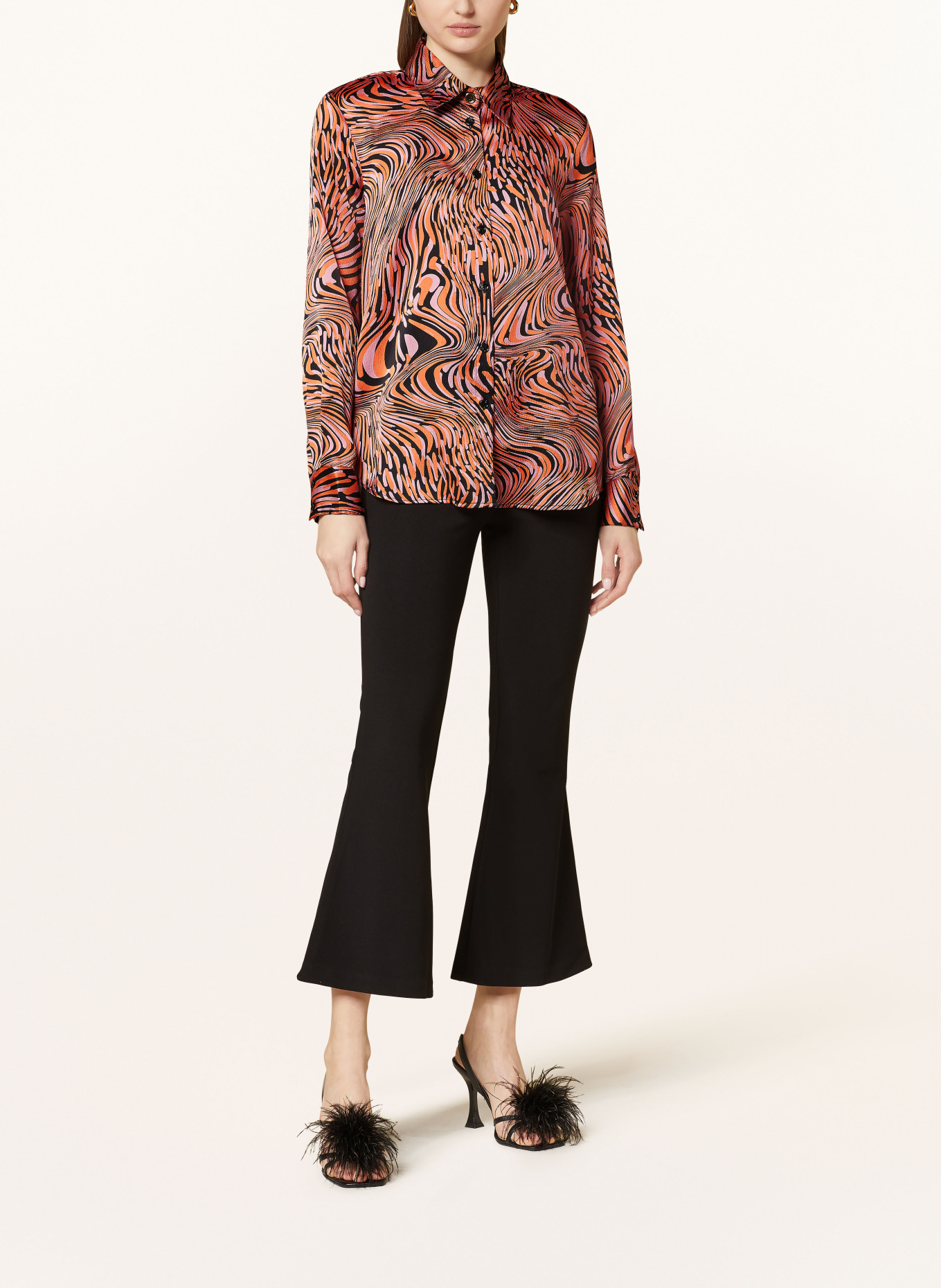 PINKO Shirt blouse CALLISTO made of satin, Color: BLACK/ ORANGE/ PINK (Image 2)