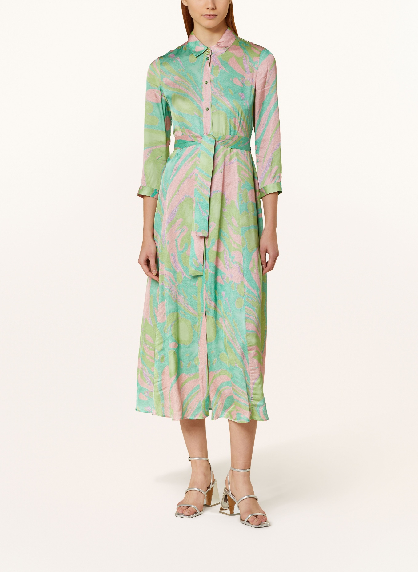 PINKO Shirt dress SUSHI with 3/4 sleeves, Color: GREEN/ LIGHT GREEN/ PINK (Image 2)