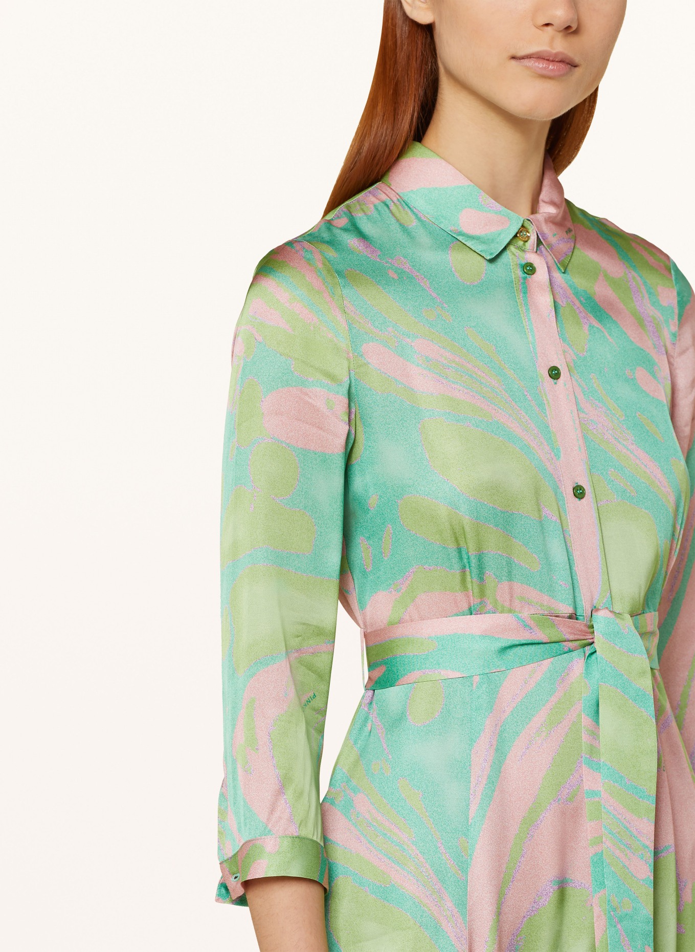 PINKO Shirt dress SUSHI with 3/4 sleeves, Color: GREEN/ LIGHT GREEN/ PINK (Image 4)