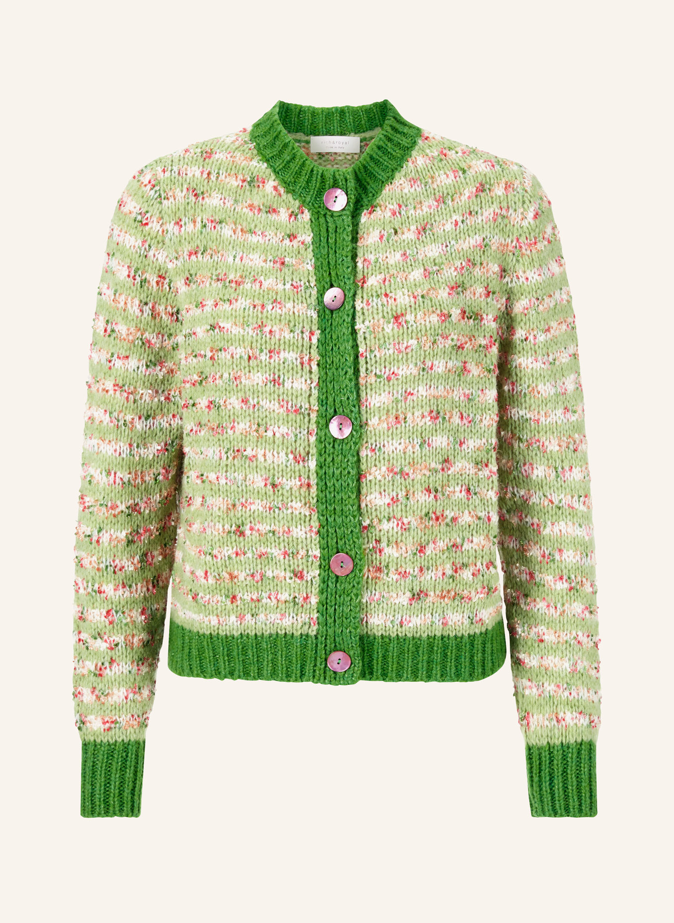 rich&royal Cardigan with glitter thread, Color: GREEN (Image 1)