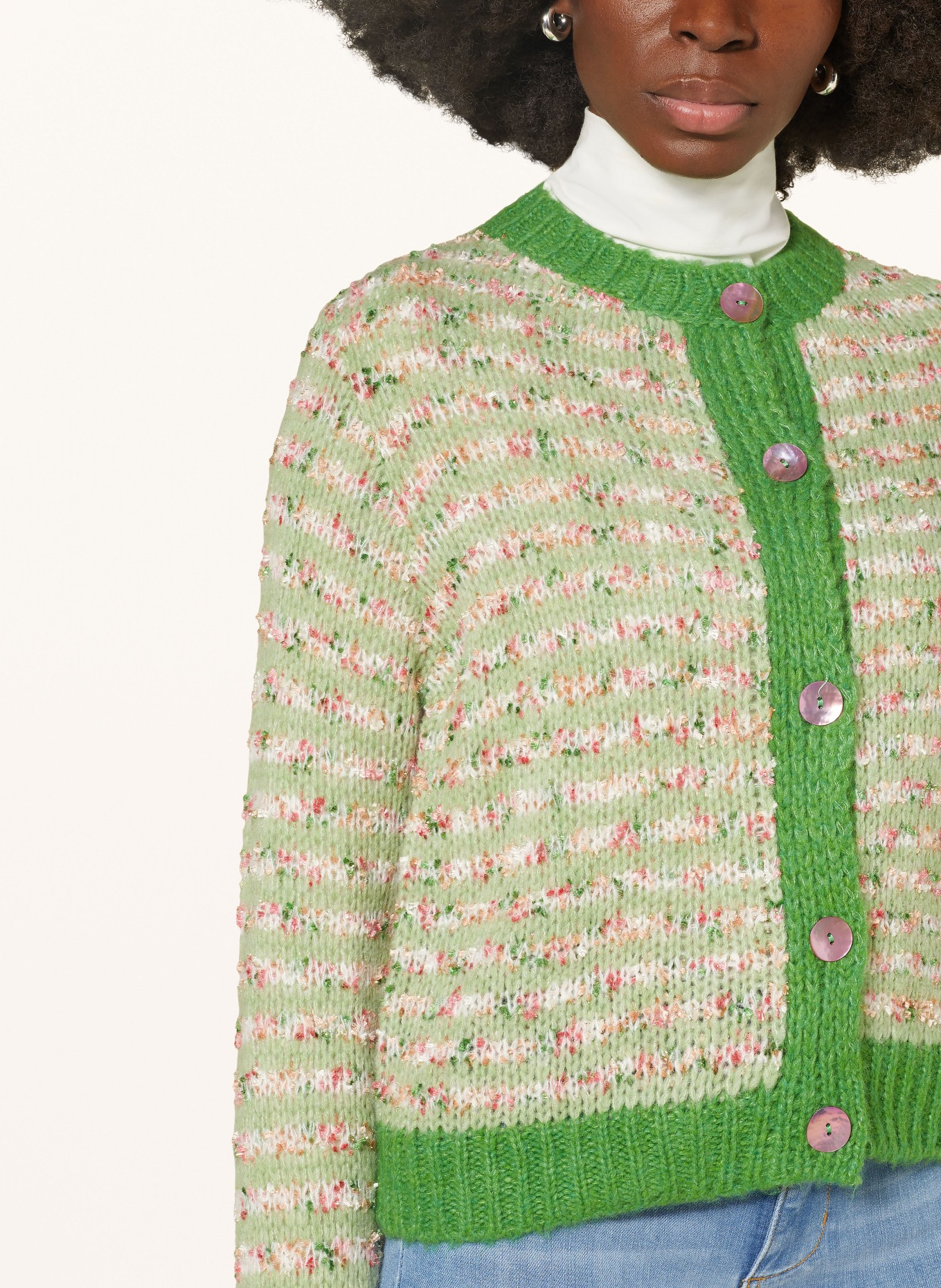 rich&royal Cardigan with glitter thread, Color: GREEN (Image 4)