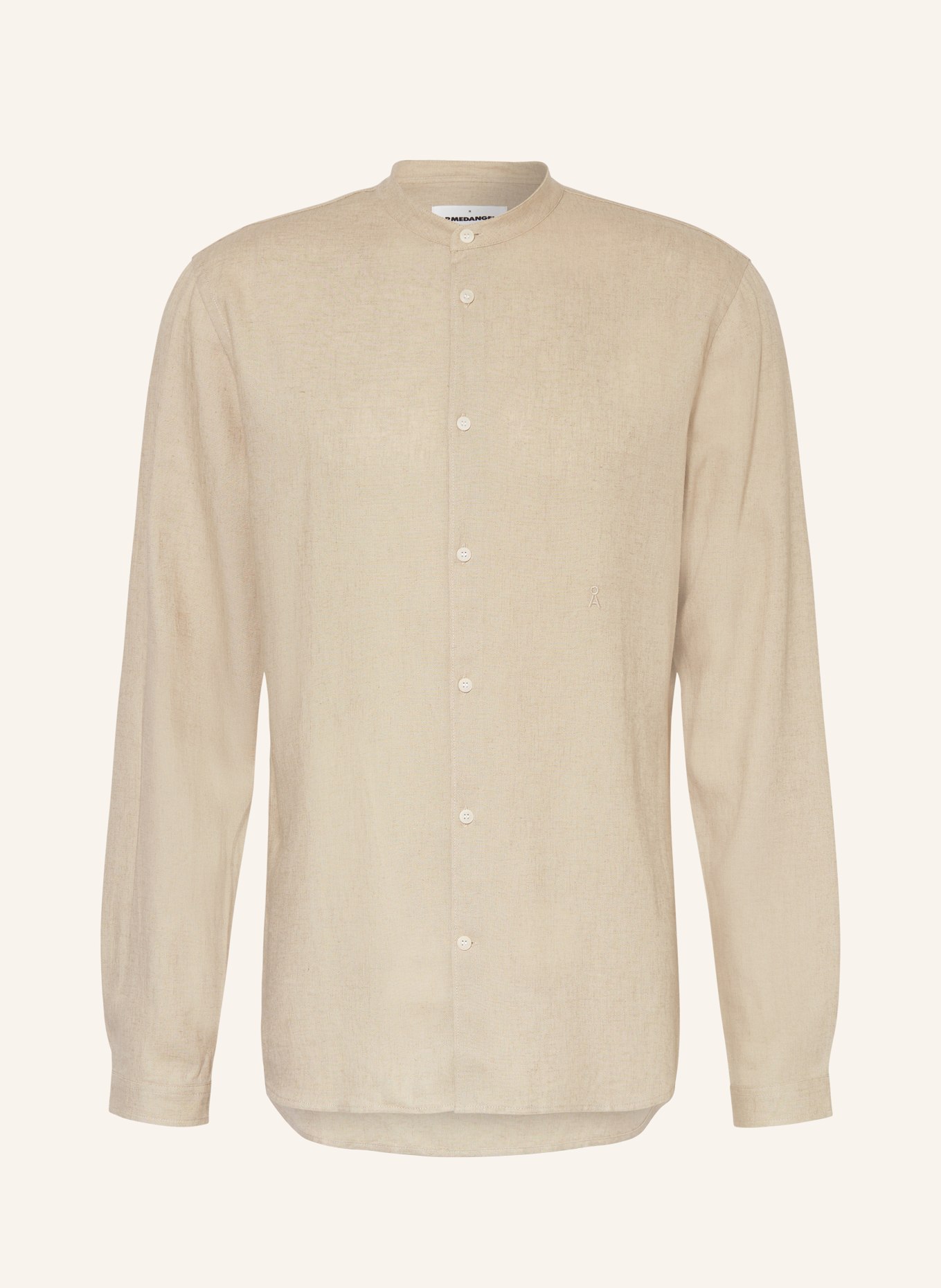 ARMEDANGELS Shirt VAALERONIMUS comfort fit with linen and stand-up collar, Color: LIGHT BROWN (Image 1)