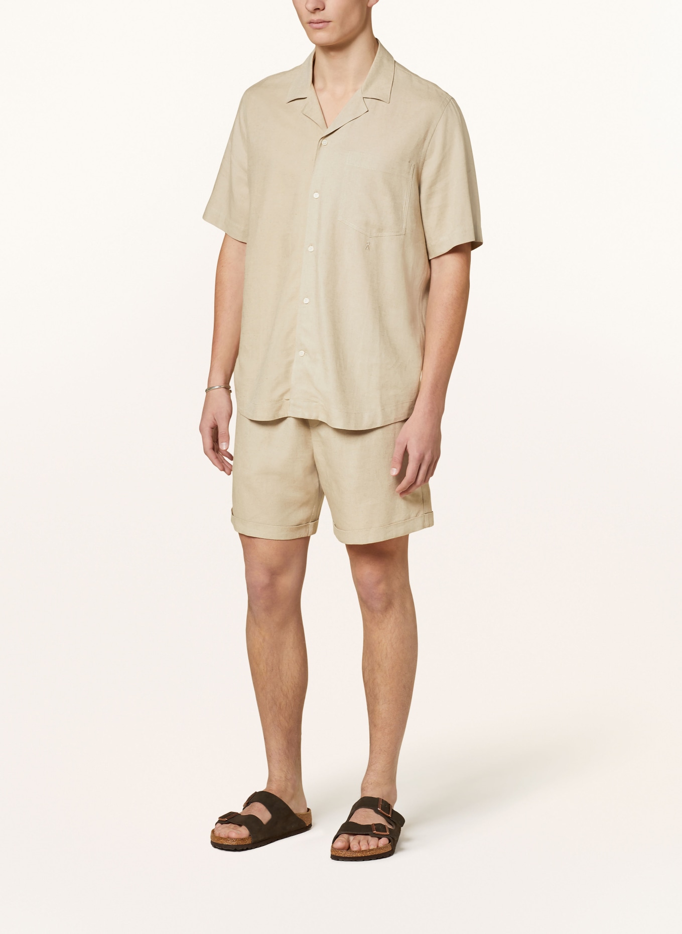 ARMEDANGELS Resort shirt LOVAAR comfort fit with linen, Color: LIGHT BROWN (Image 2)