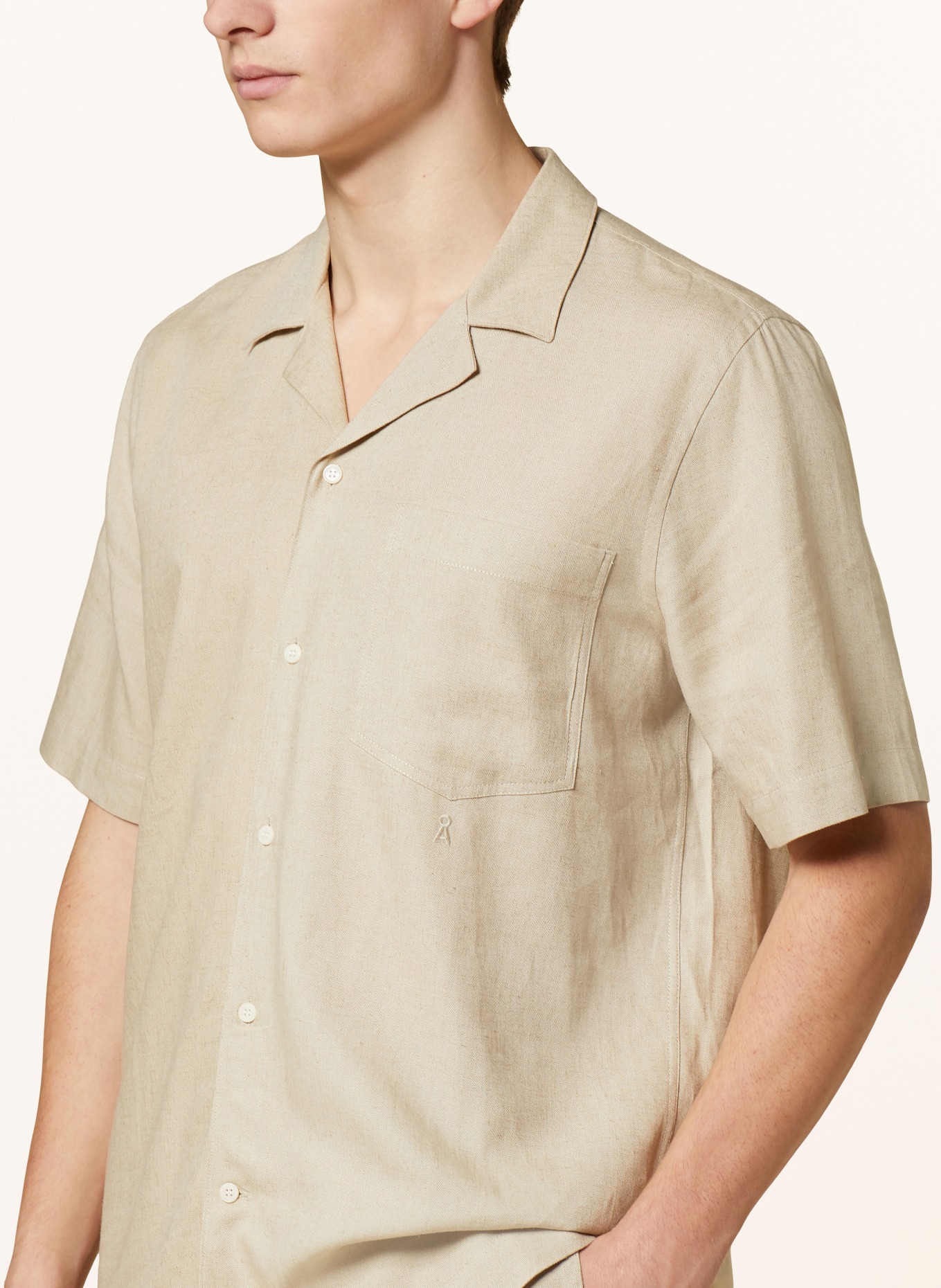 ARMEDANGELS Resort shirt LOVAAR comfort fit with linen, Color: LIGHT BROWN (Image 4)