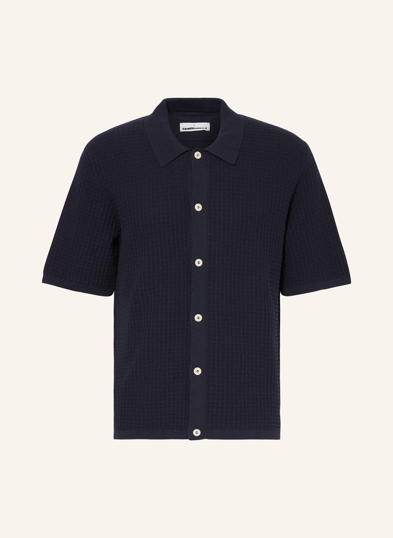 ARMEDANGELS Short sleeve shirt EDUAARDO in knit fabric, Color: DARK BLUE (Image 1)