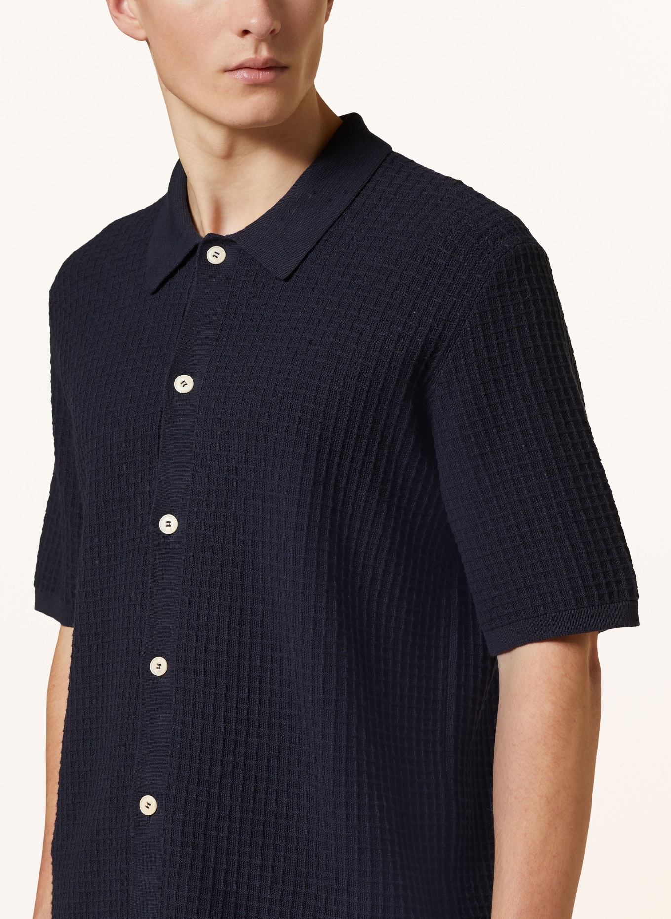 ARMEDANGELS Short sleeve shirt EDUAARDO in knit fabric, Color: DARK BLUE (Image 4)
