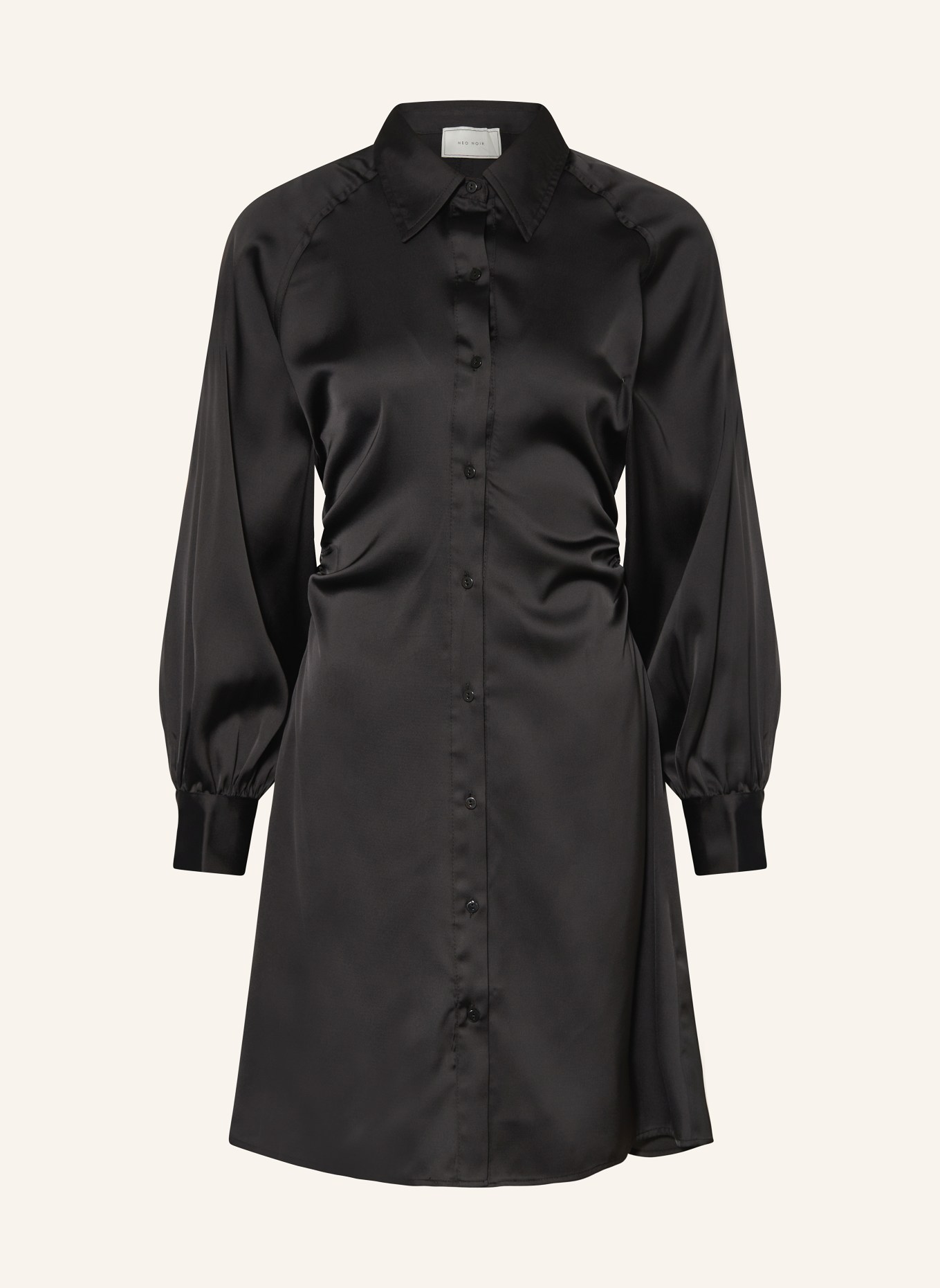 NEO NOIR Shirt dress NAILA in satin, Color: BLACK (Image 1)