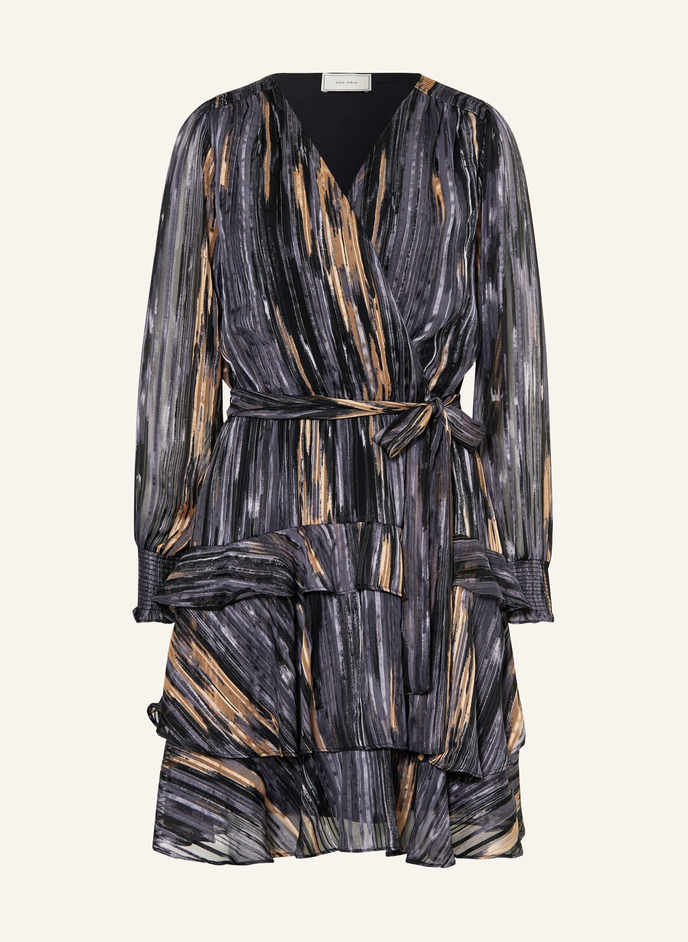 NEO NOIR Kleid DENNIE mit Volants, Farbe: GRAU/ DUNKELGRAU/ BEIGE (Bild 1)