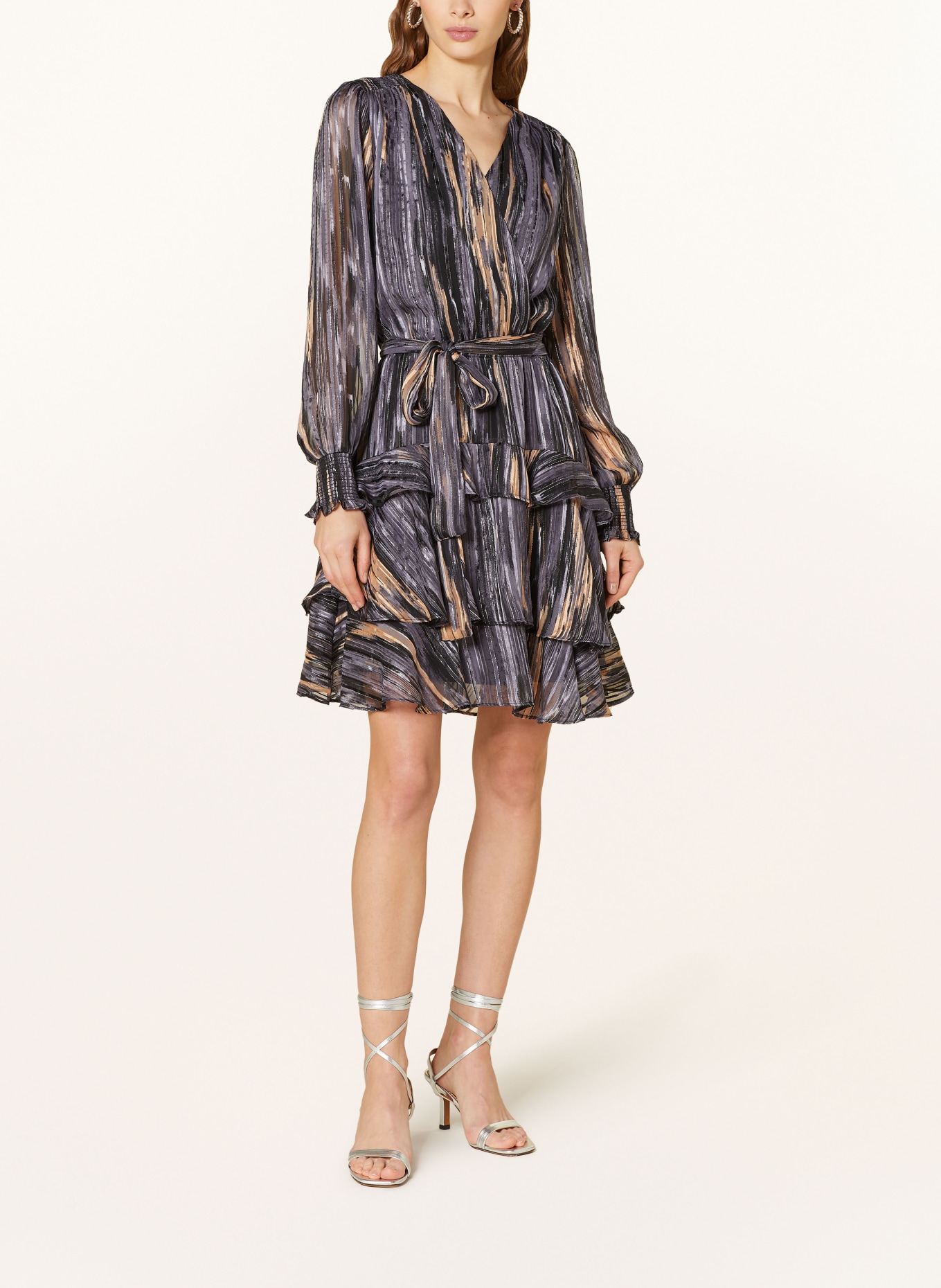 NEO NOIR Dress DENNIE with frills, Color: GRAY/ DARK GRAY/ BEIGE (Image 2)