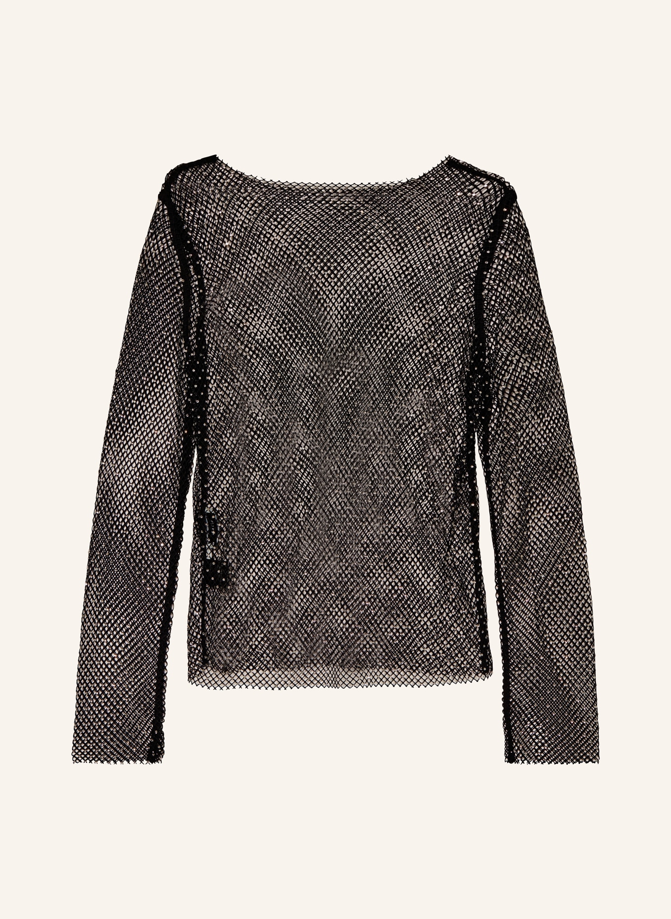 NEO NOIR Long sleeve shirt AIMEE with decorative gems, Color: BLACK/ SILVER (Image 1)