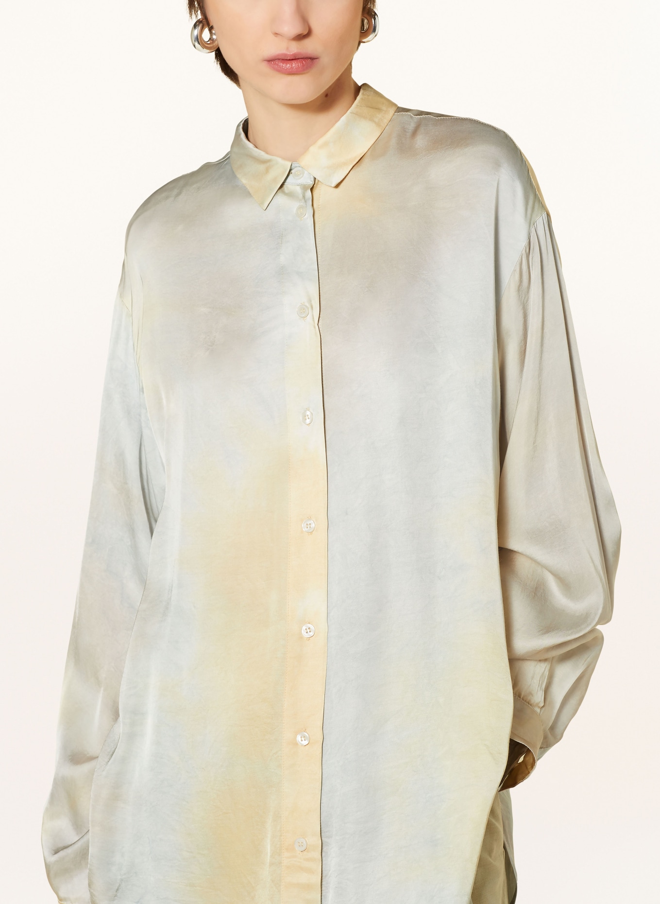 SAMSØE  SAMSØE Shirt blouse SAALFRIDA in satin, Color: LIGHT YELLOW/ BLUE GRAY (Image 4)