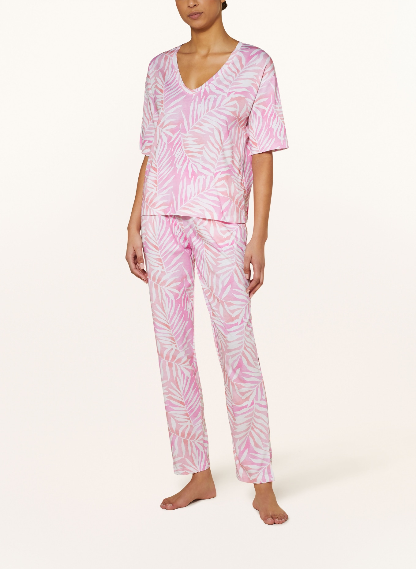 darling harbour Pajama shirt, Color: PINK/ WHITE/ LIGHT ORANGE (Image 2)