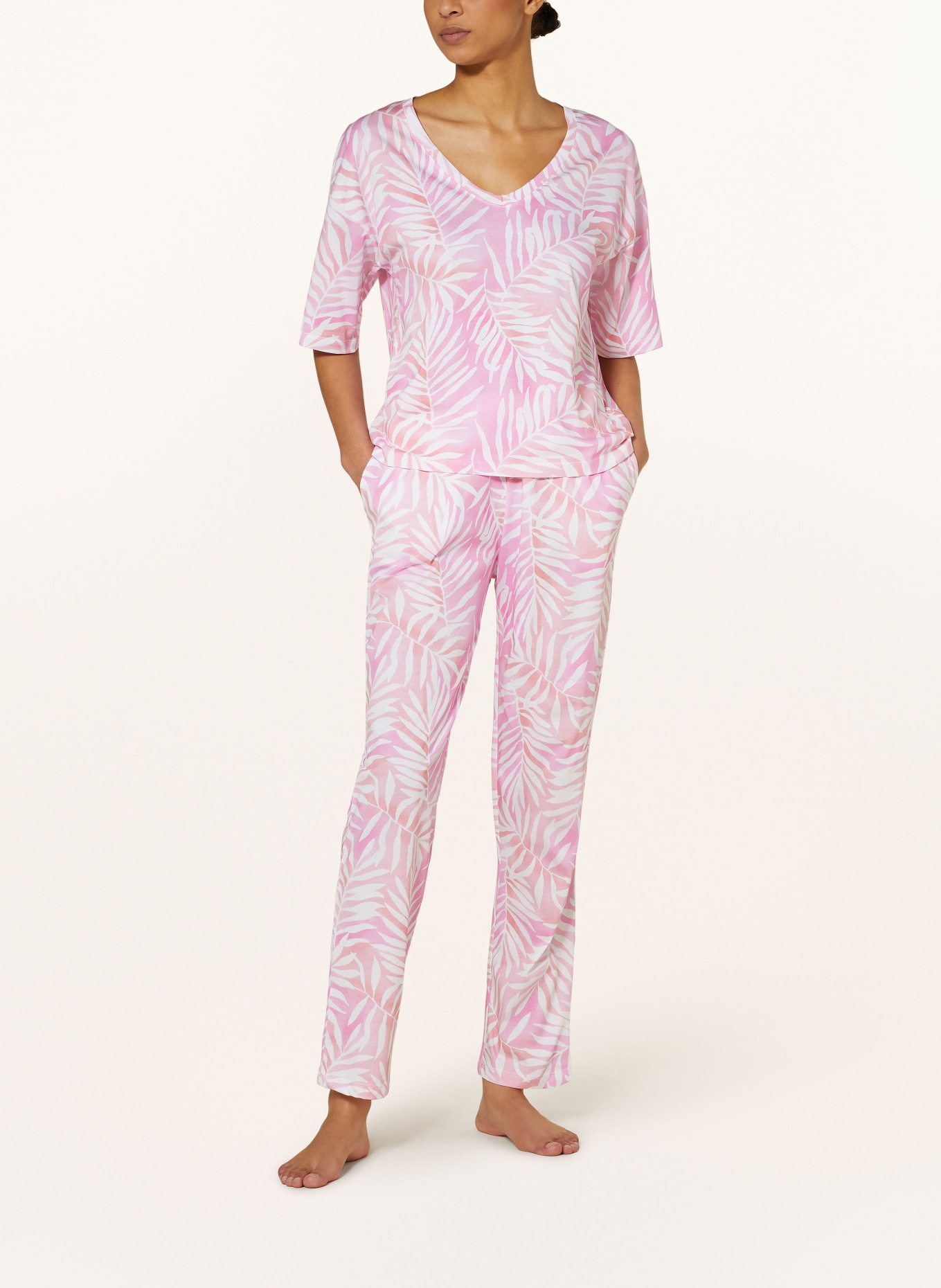 darling harbour Pajama pants, Color: PINK/ WHITE/ LIGHT ORANGE (Image 2)