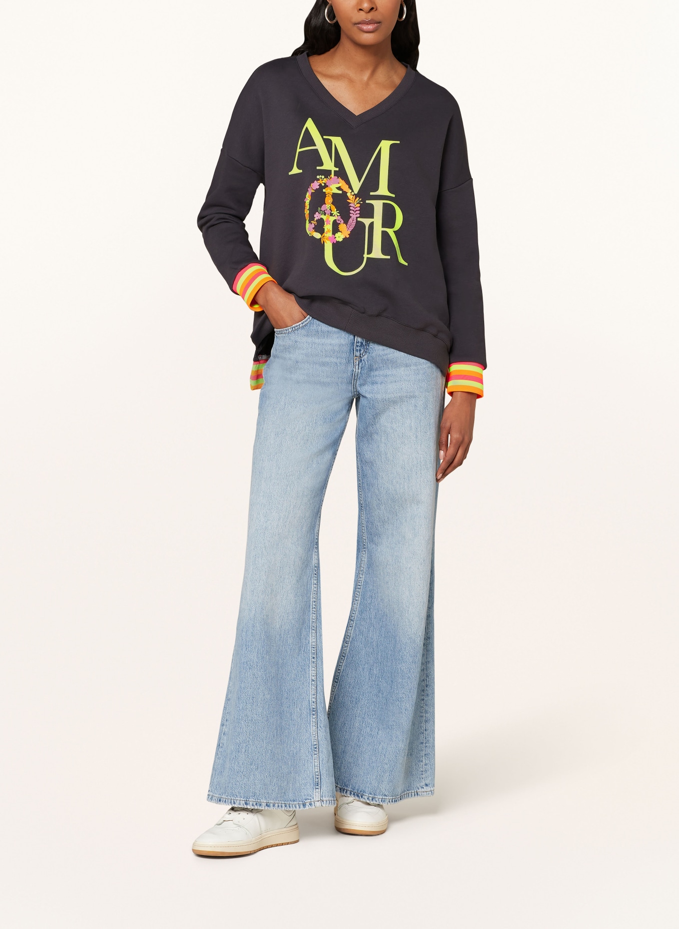 miss goodlife Sweatshirt, Color: BLACK/ NEON GREEN/ NEON ORANGE (Image 2)