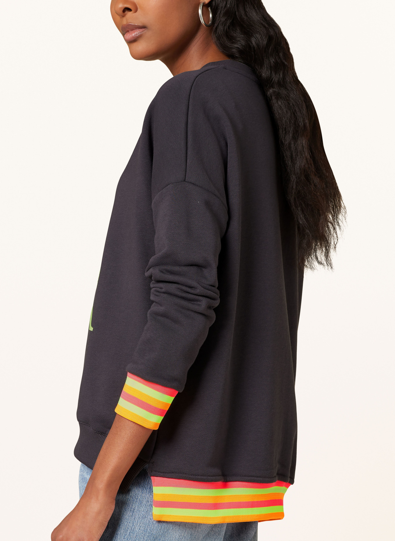 miss goodlife Sweatshirt, Color: BLACK/ NEON GREEN/ NEON ORANGE (Image 4)