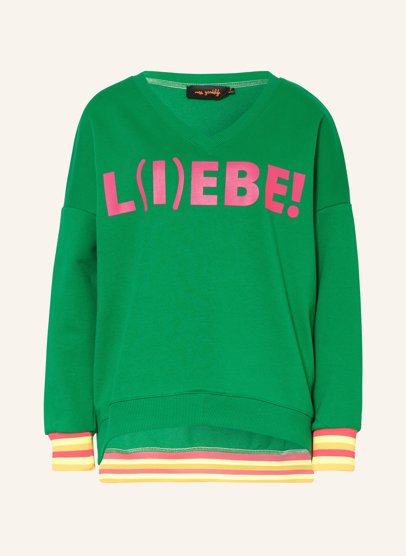 miss goodlife Sweatshirt, Color: GREEN/ NEON PINK/ NEON ORANGE (Image 1)