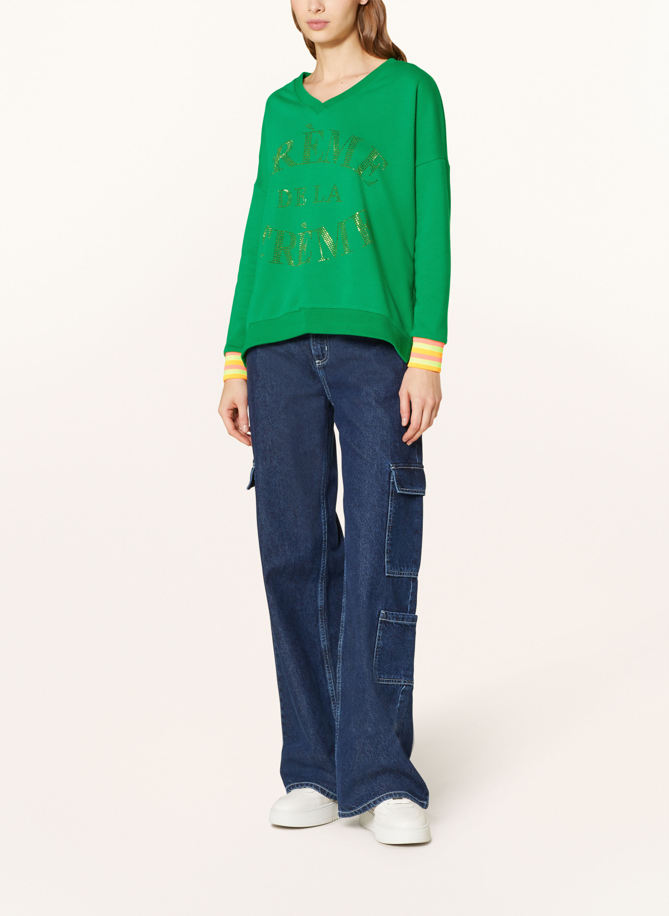 miss goodlife Sweatshirt with decorative gems, Color: GREEN/ NEON PINK/ NEON ORANGE (Image 2)
