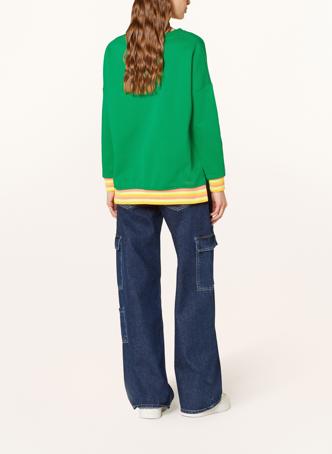 miss goodlife Sweatshirt with decorative gems, Color: GREEN/ NEON PINK/ NEON ORANGE (Image 3)