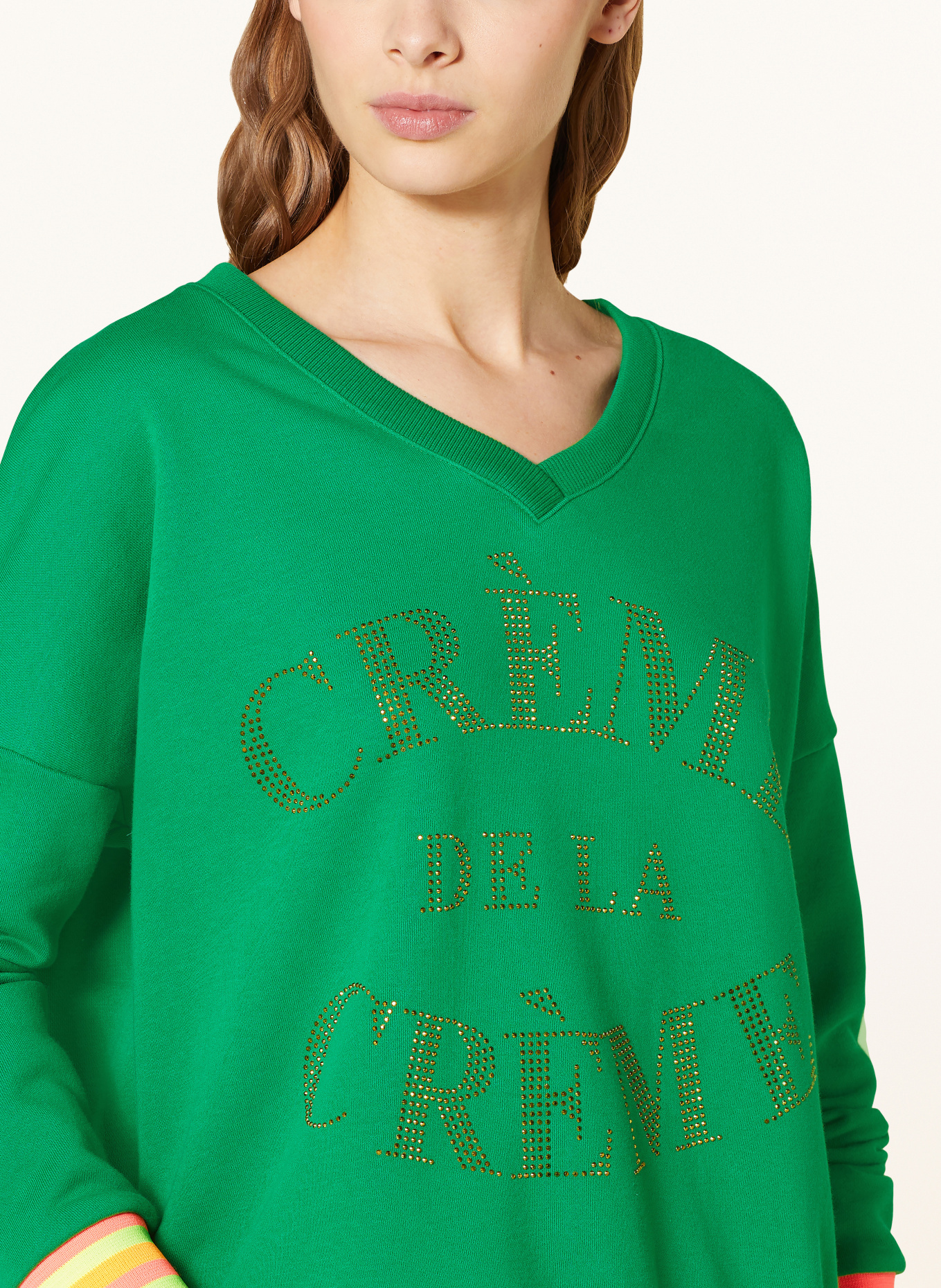 miss goodlife Sweatshirt with decorative gems, Color: GREEN/ NEON PINK/ NEON ORANGE (Image 4)