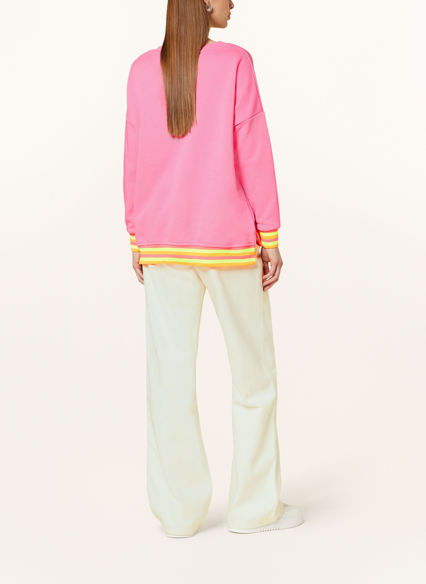 miss goodlife Sweatshirt with decorative gems, Color: PINK/ NEON ORANGE/ NEON GREEN (Image 3)