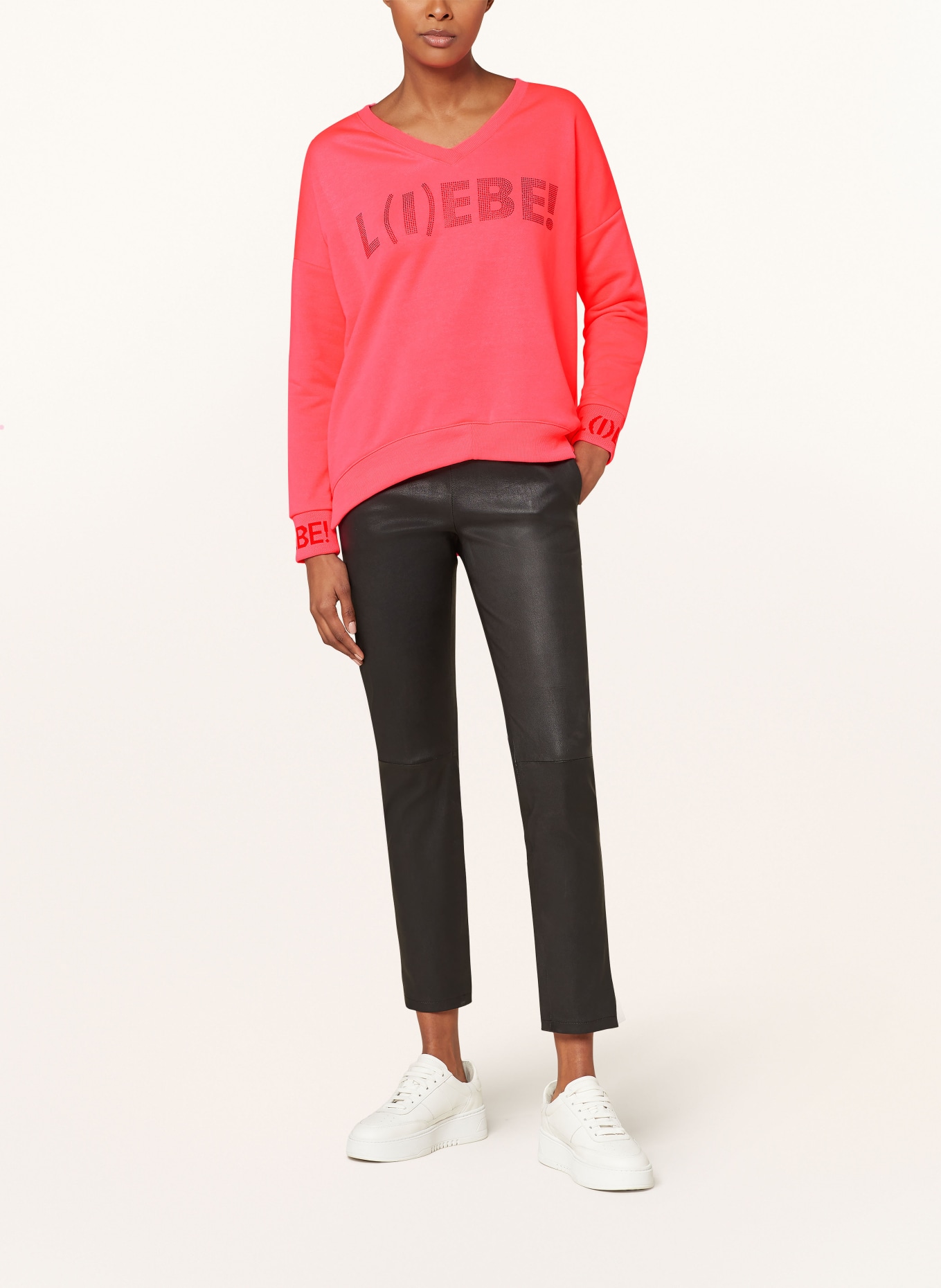 miss goodlife Sweatshirt with decorative gems, Color: NEON PINK (Image 2)