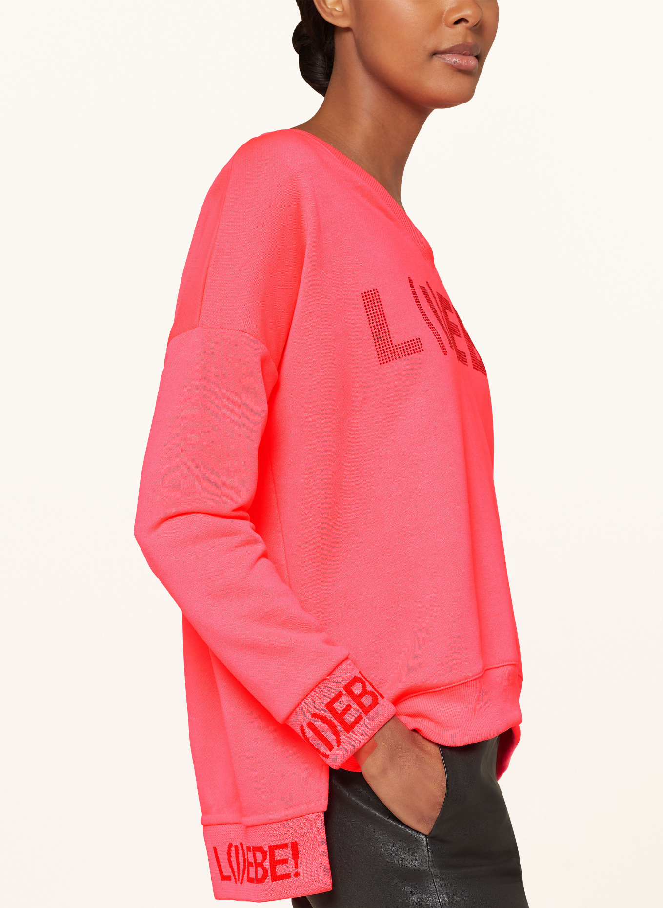 miss goodlife Sweatshirt with decorative gems, Color: NEON PINK (Image 4)