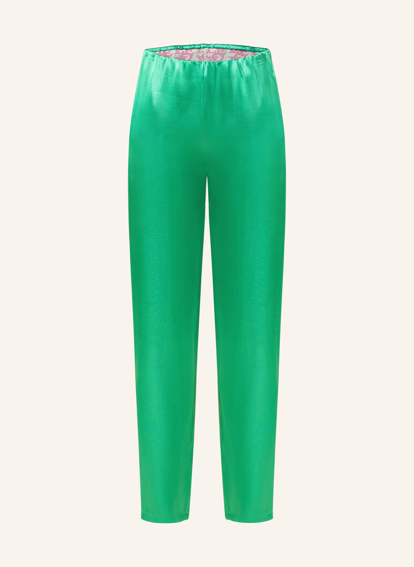 miss goodlife Wide leg trousers in satin, Color: GREEN (Image 1)