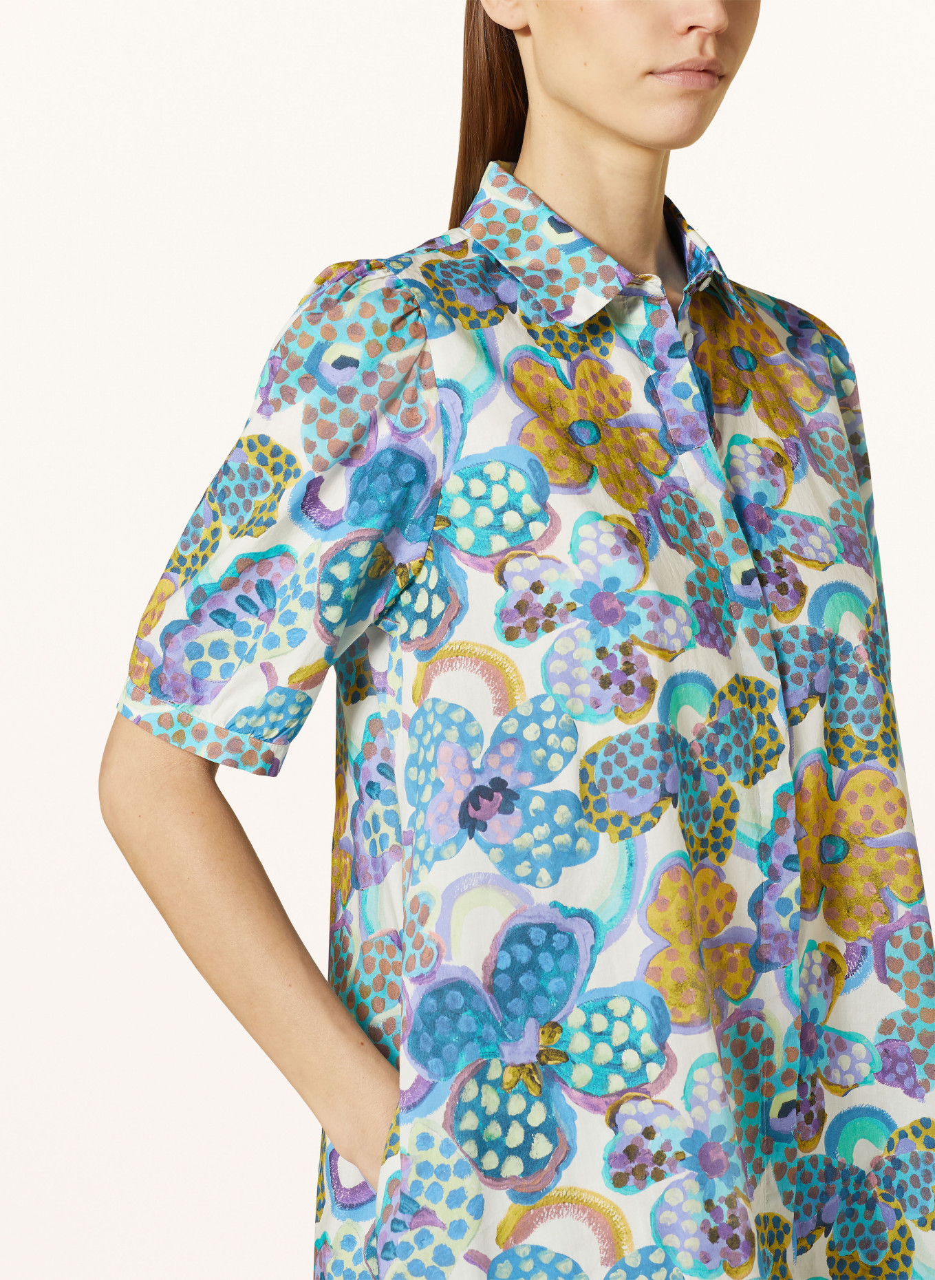 ROBERT FRIEDMAN Shirt dress, Color: TURQUOISE/ DARK YELLOW/ TEAL (Image 4)