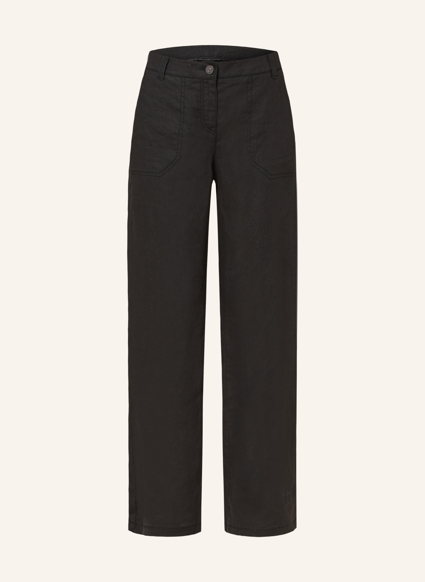 MAC Wide leg trousers NORA in linen, Color: BLACK (Image 1)