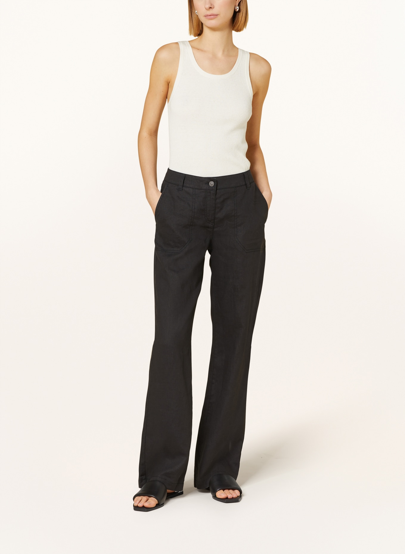 MAC Wide leg trousers NORA in linen, Color: BLACK (Image 2)