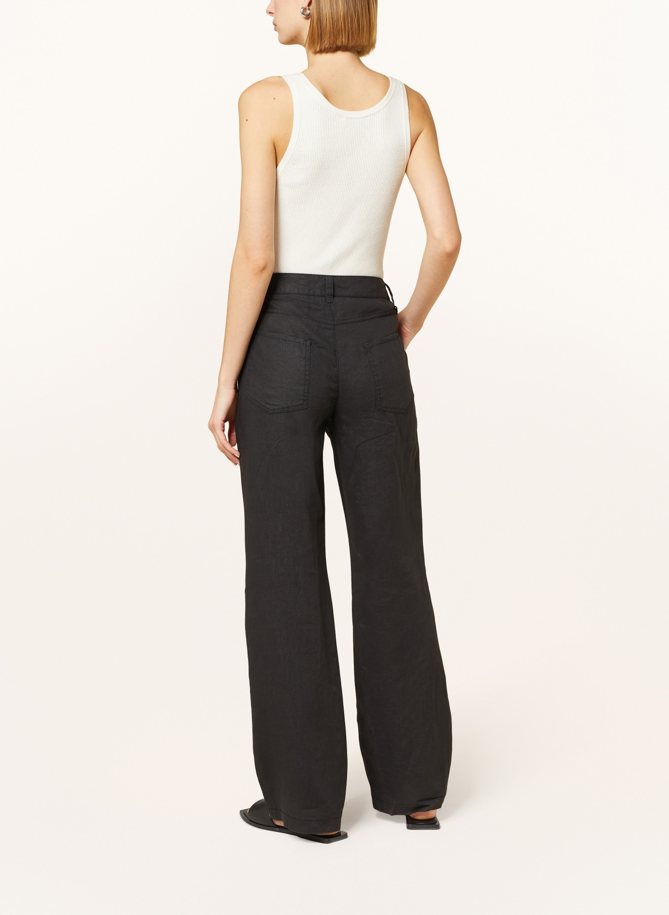 MAC Wide leg trousers NORA in linen, Color: BLACK (Image 3)